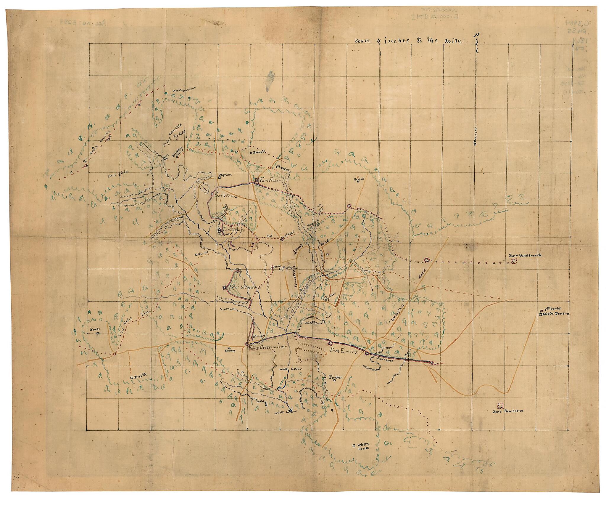 This old map of Federal Fortifications Near Petersburg In the Region of Fort Gregg from 1864 was created by in 1864
