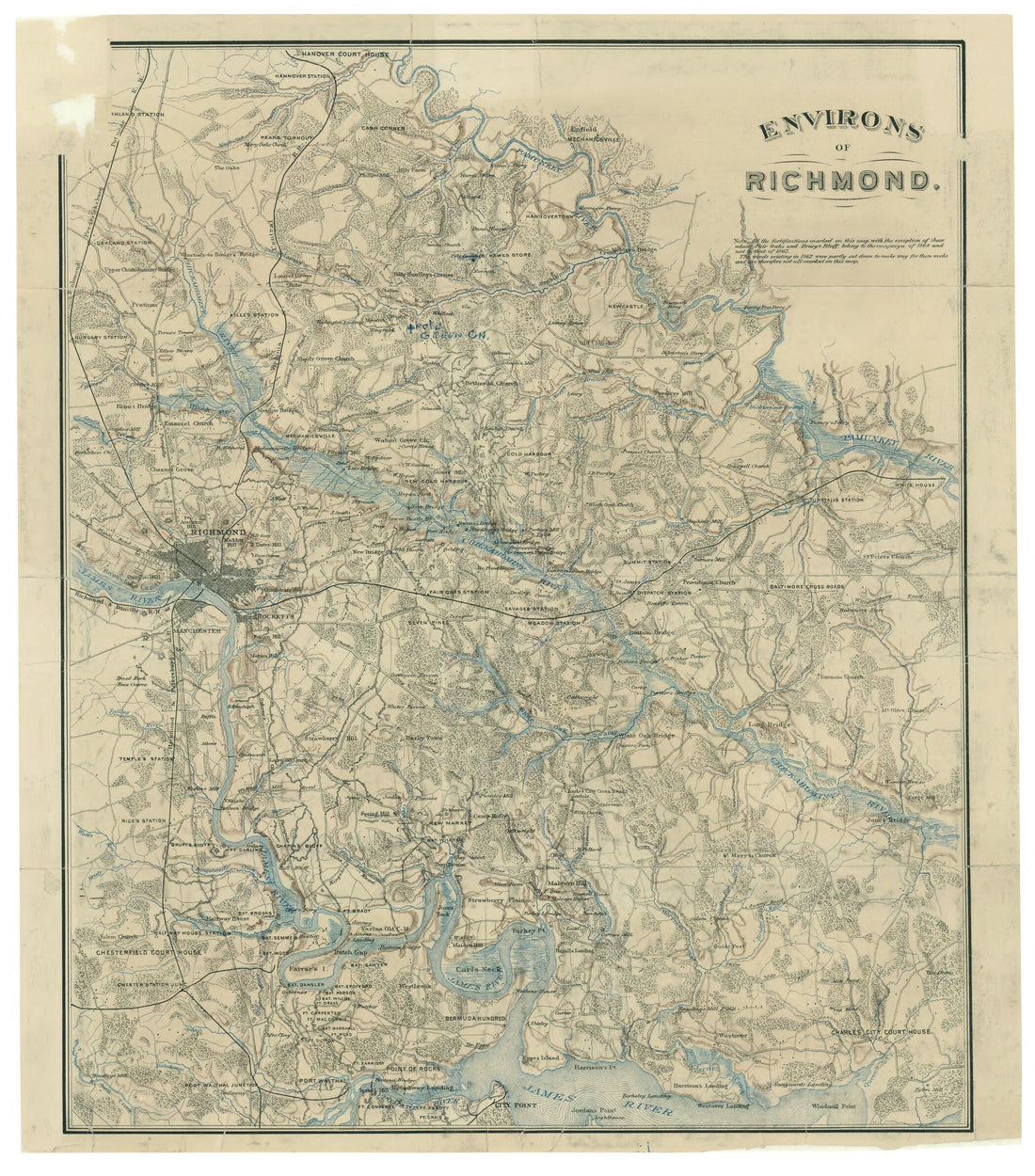 This old map of Environs of Richmond from 1864 was created by in 1864
