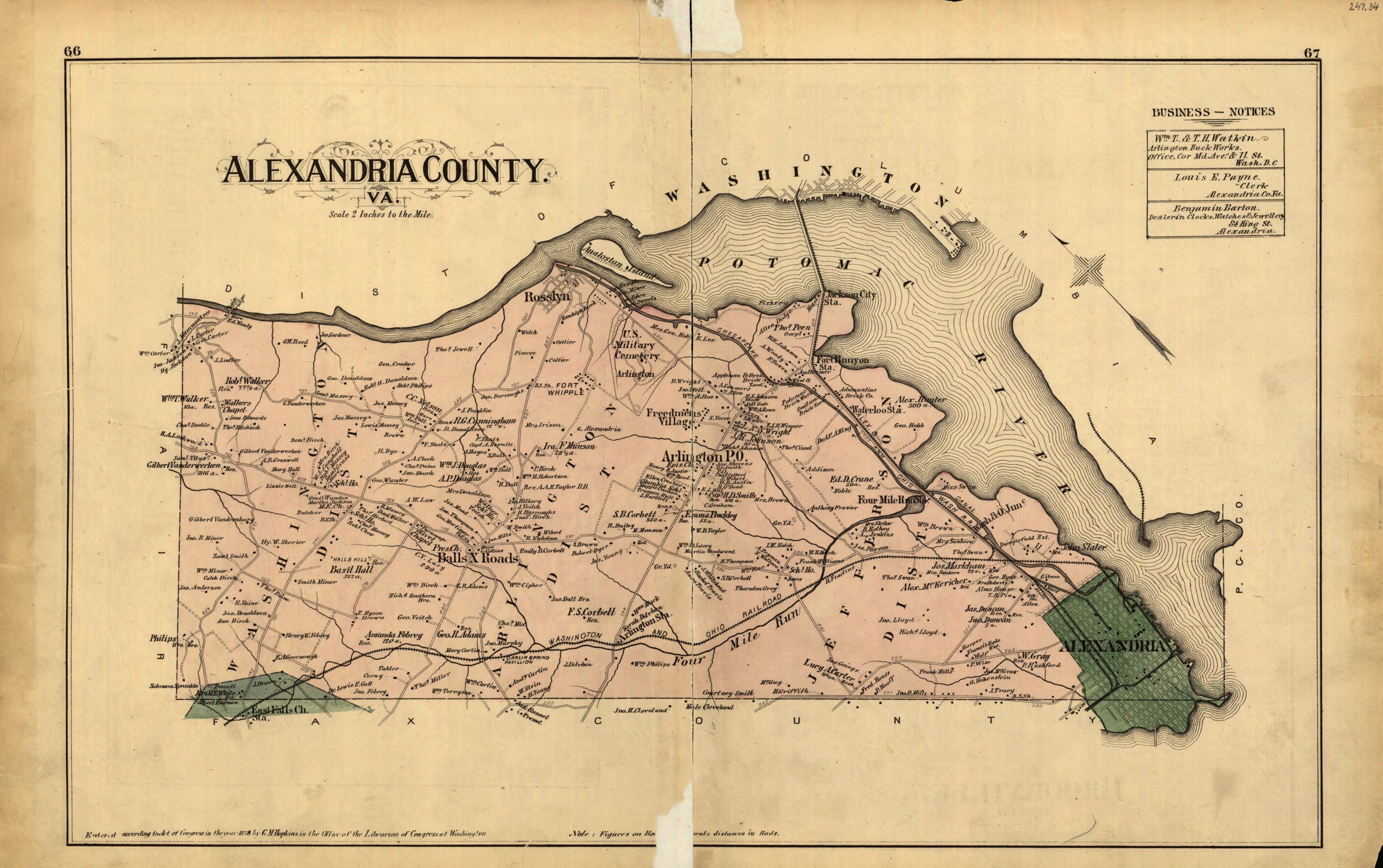 This old map of Atlas of Fifteen Miles Around Washington, Including the Counties of Fairfax and Alexandria, Virginia from 1879 was created by Griffith Morgan Hopkins in 1879