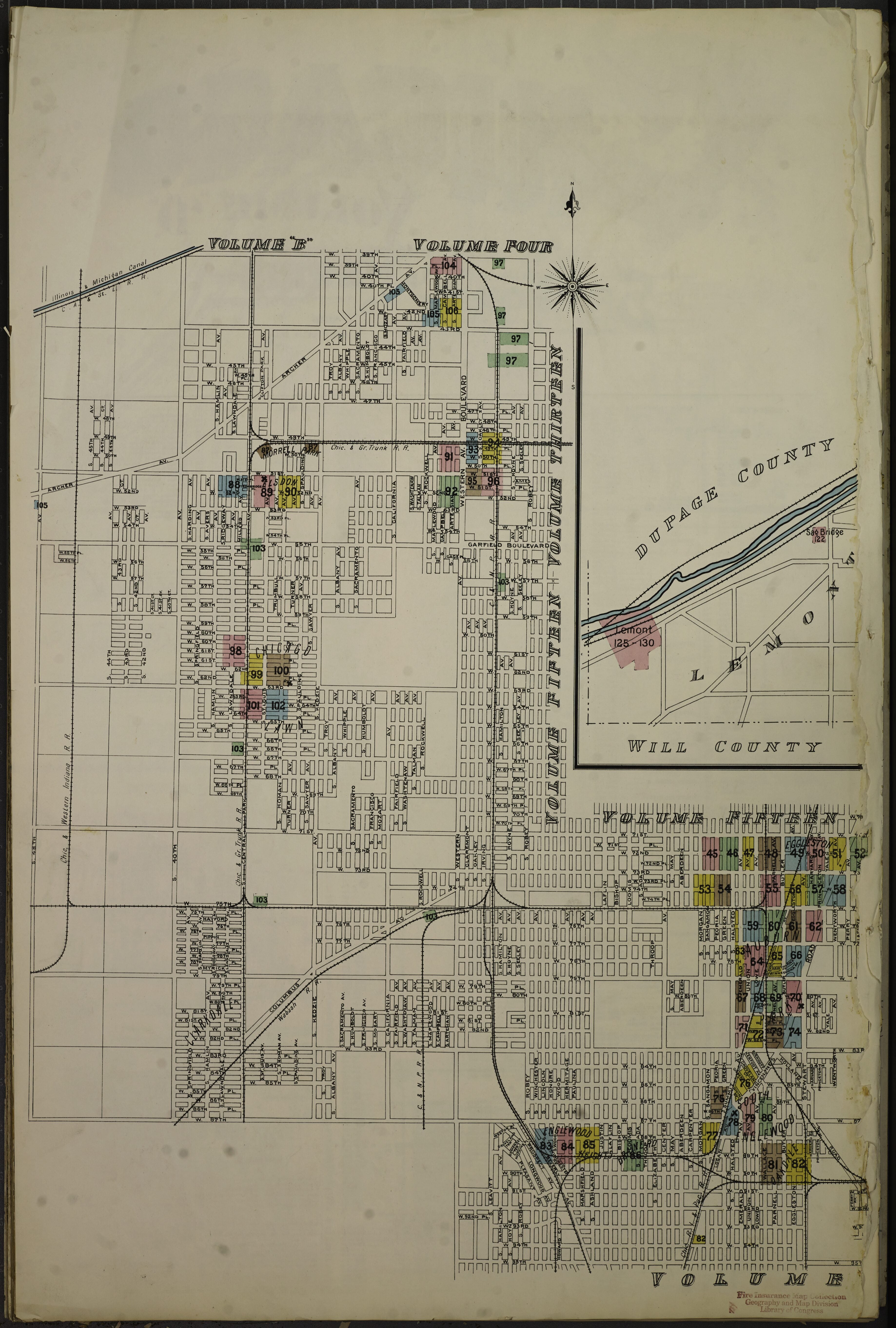 This old map of Sanborn Fire Insurance Map from Chicago, Cook County, Illinois from 1897 was created by in 1897