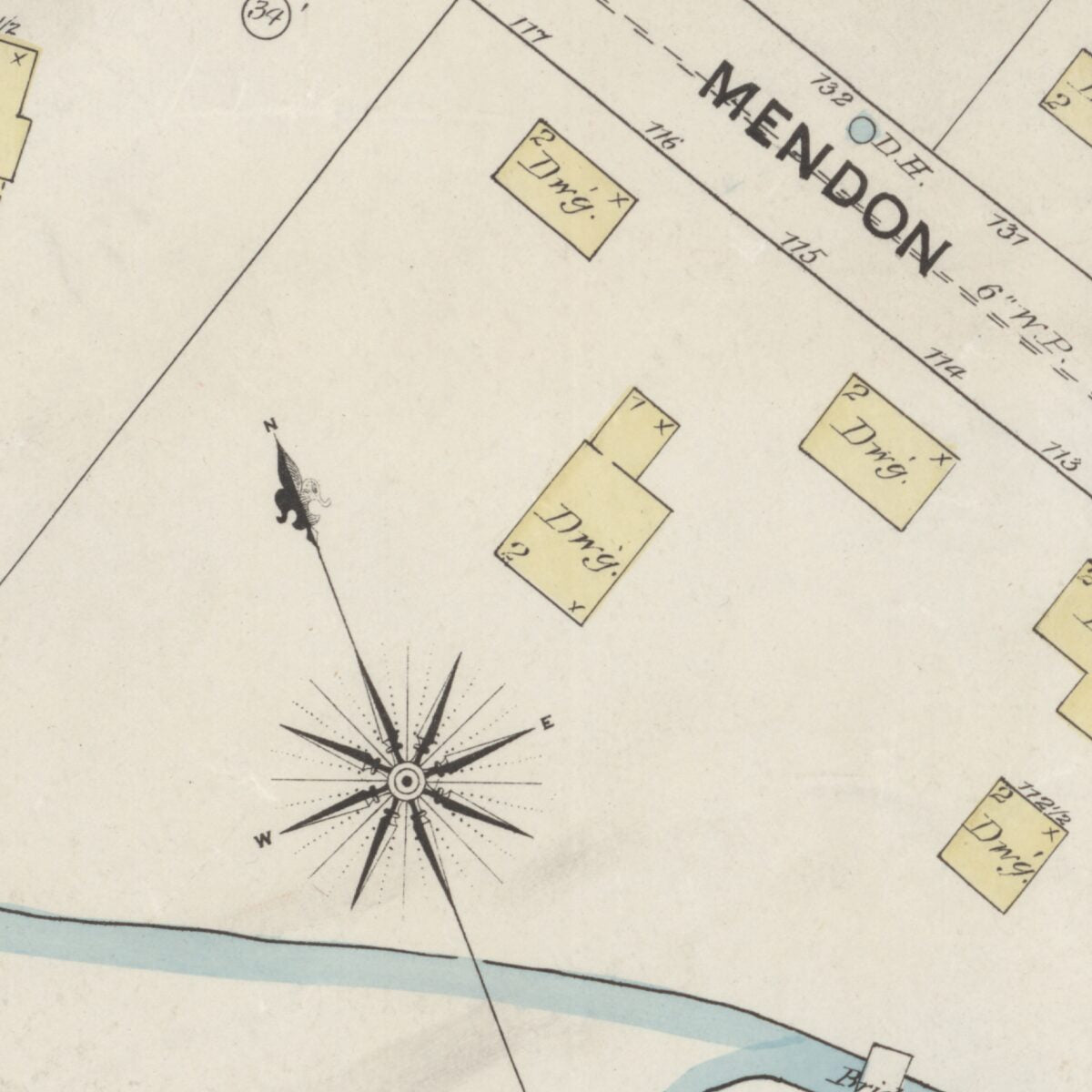 This old map of Sanborn Fire Insurance Map from Uxbridge, Worcester County, Massachusetts from 1888 was created by  in 1888