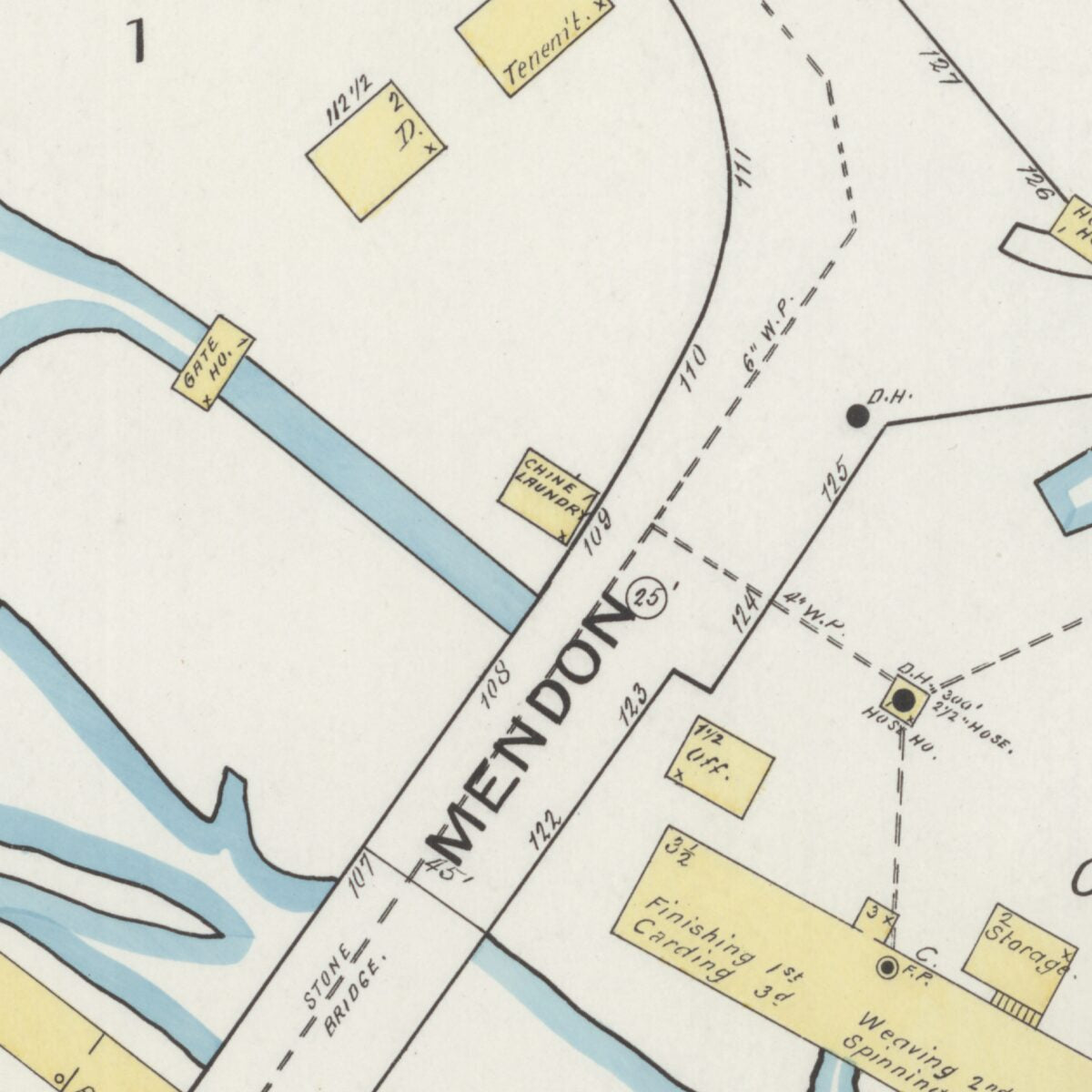 This old map of Sanborn Fire Insurance Map from Uxbridge, Worcester County, Massachusetts from 1893 was created by  in 1893