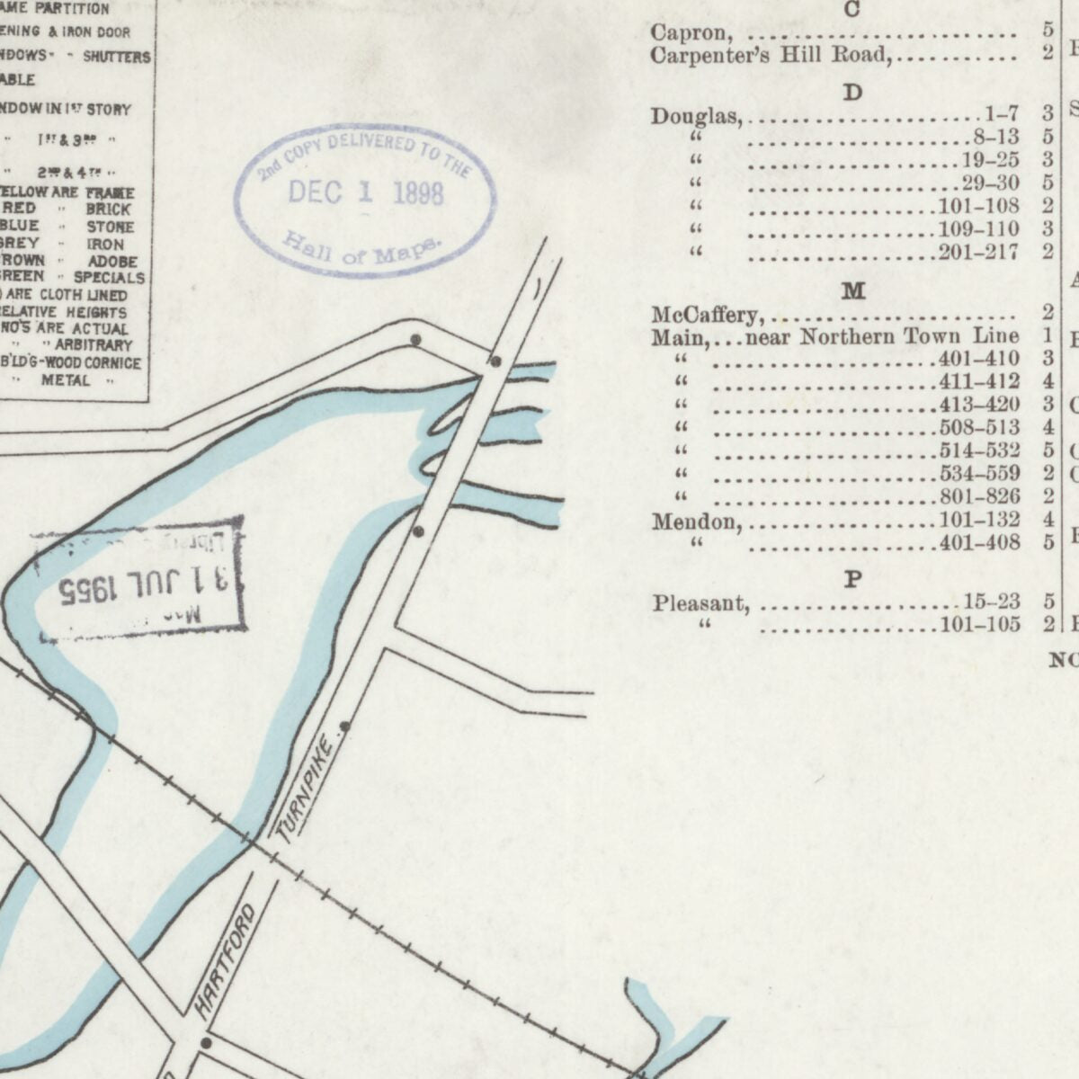 This old map of Sanborn Fire Insurance Map from Uxbridge, Worcester County, Massachusetts from 1898 was created by  in 1898