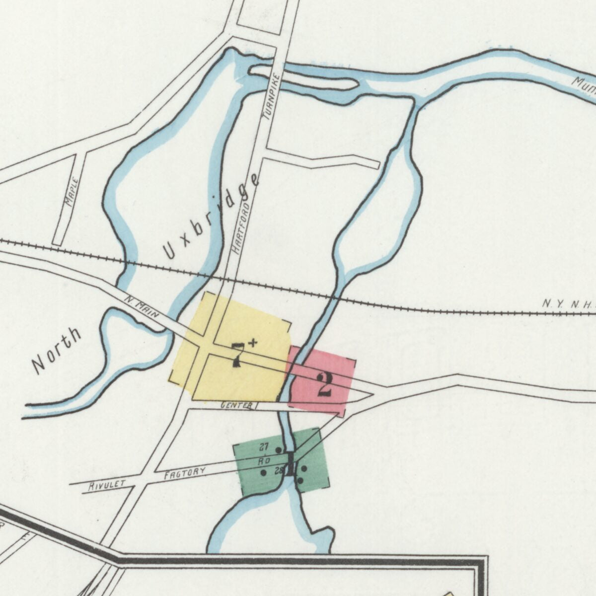 This old map of Sanborn Fire Insurance Map from Uxbridge, Worcester County, Massachusetts from 1903 was created by  in 1903