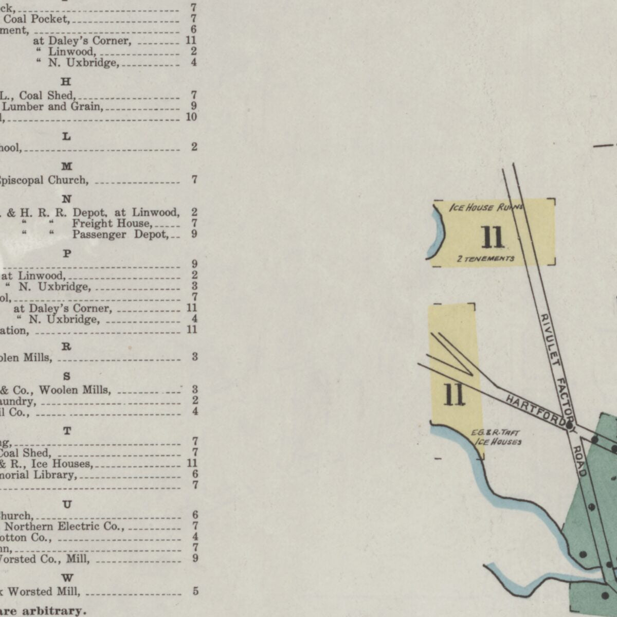 This old map of Sanborn Fire Insurance Map from Uxbridge, Worcester County, Massachusetts from 1909 was created by  in 1909