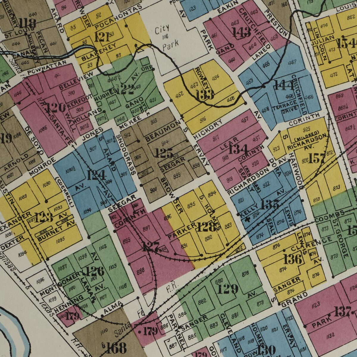 This old map of Sanborn Fire Insurance Map from Dallas, Dallas County, Texas from 1905 was created by  in 1905