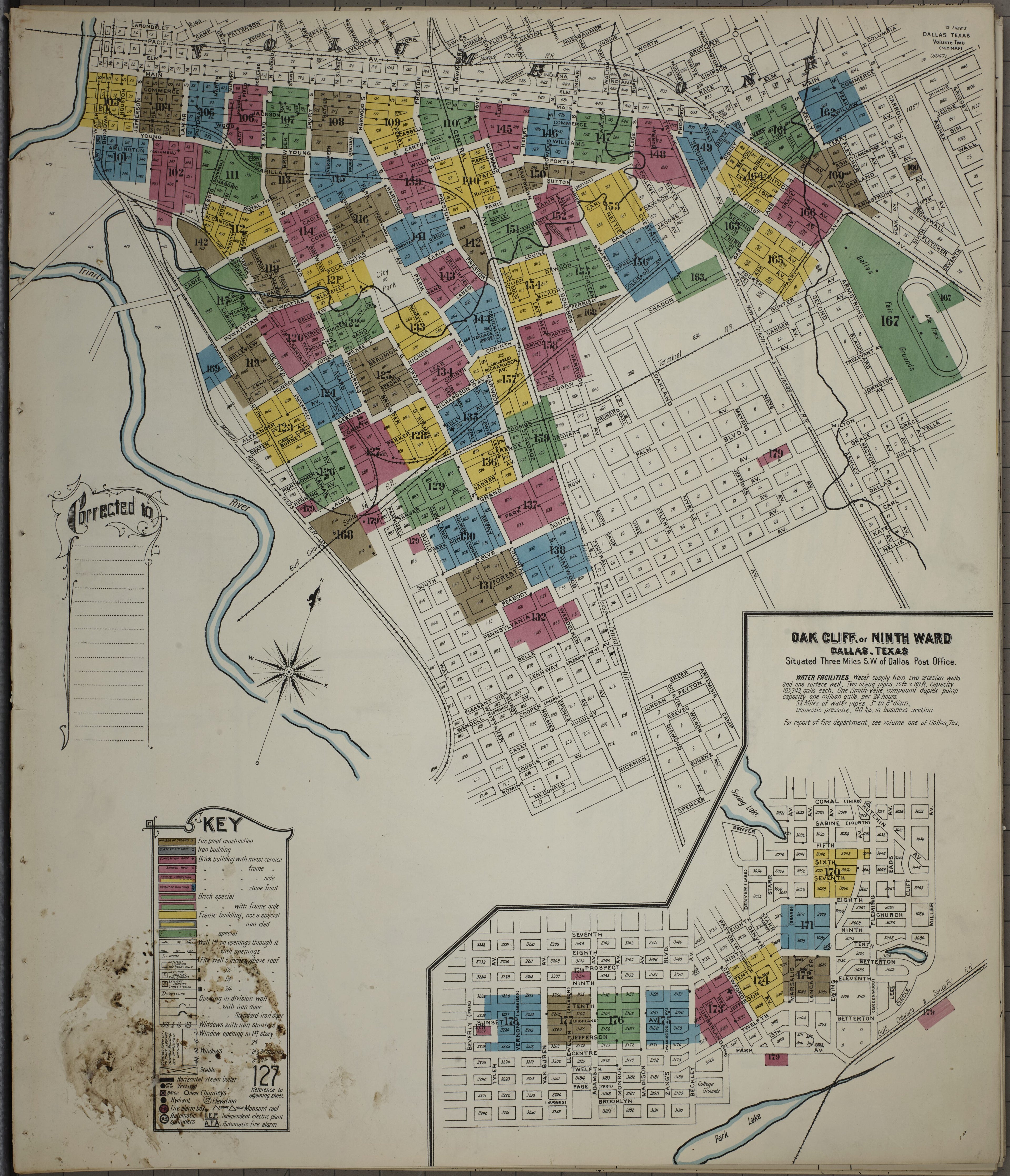 This old map of Sanborn Fire Insurance Map from Dallas, Dallas County, Texas from 1905 was created by in 1905
