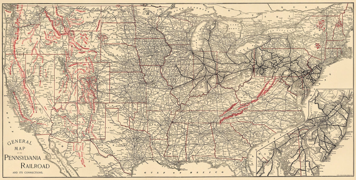 	 General Map of the Pennsylvania Railroad and Its Connections 1893