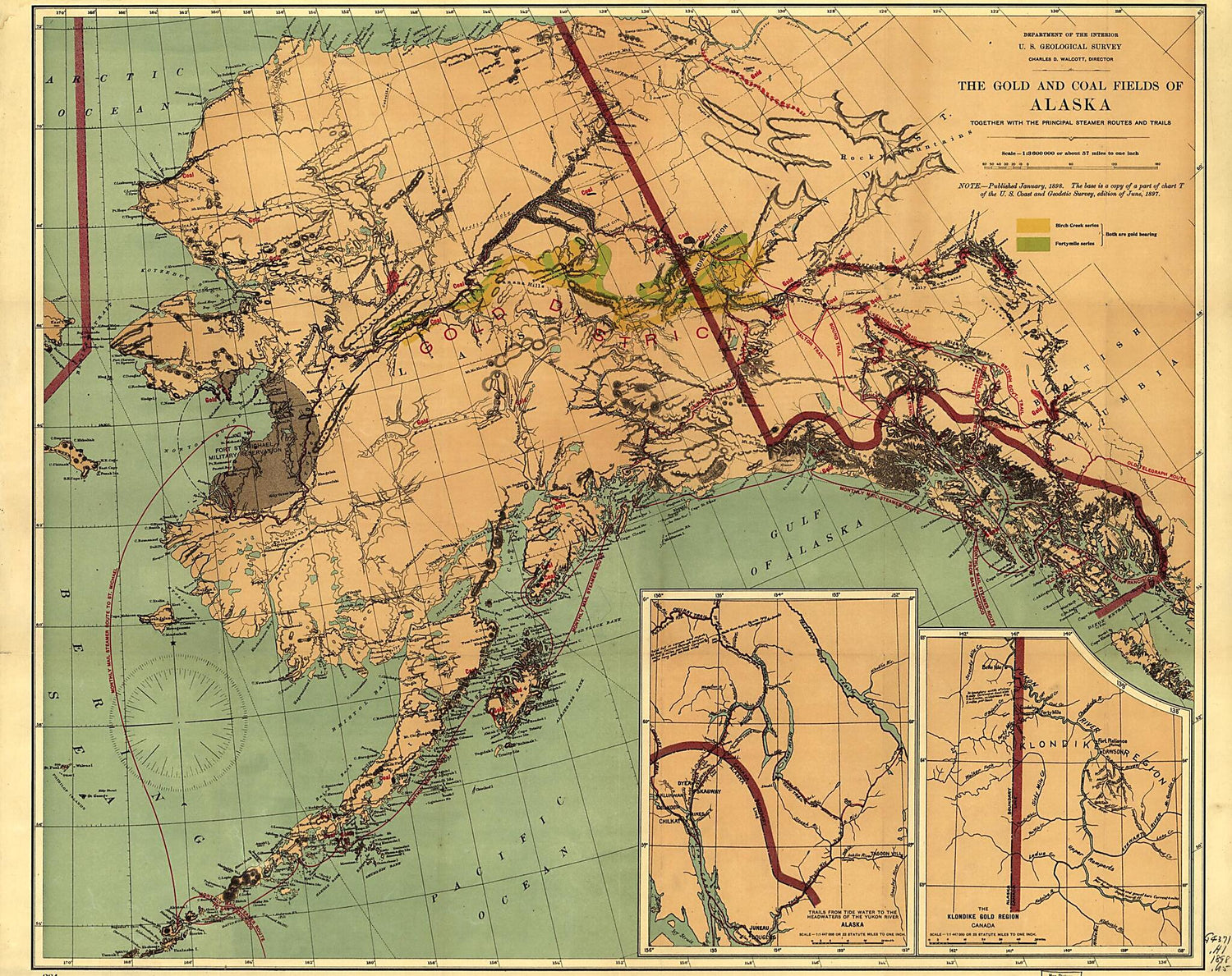 The Gold and Coal Fields of Alaska : Together With the Principal Steamer Routes and Trails 1898