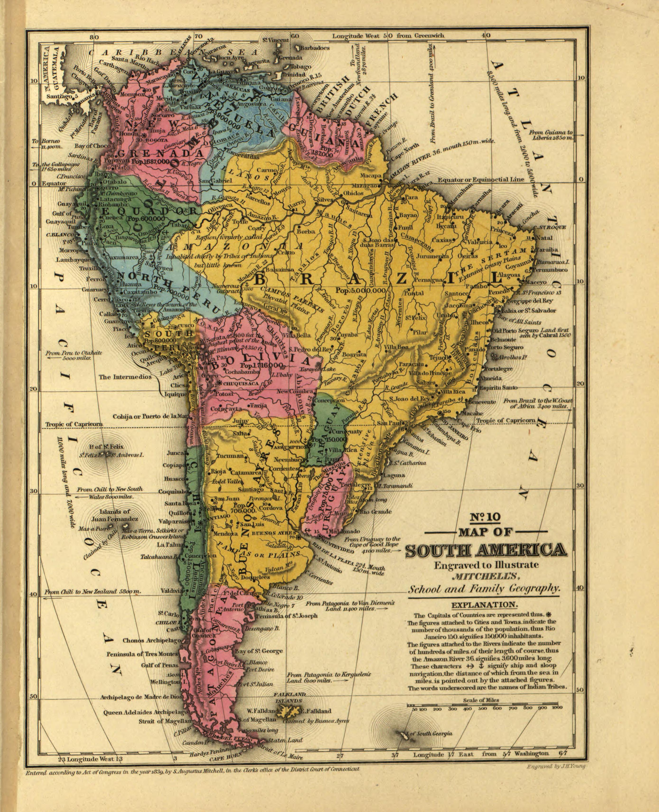 Old Map of United States [1839] South America – Relic Map Co.