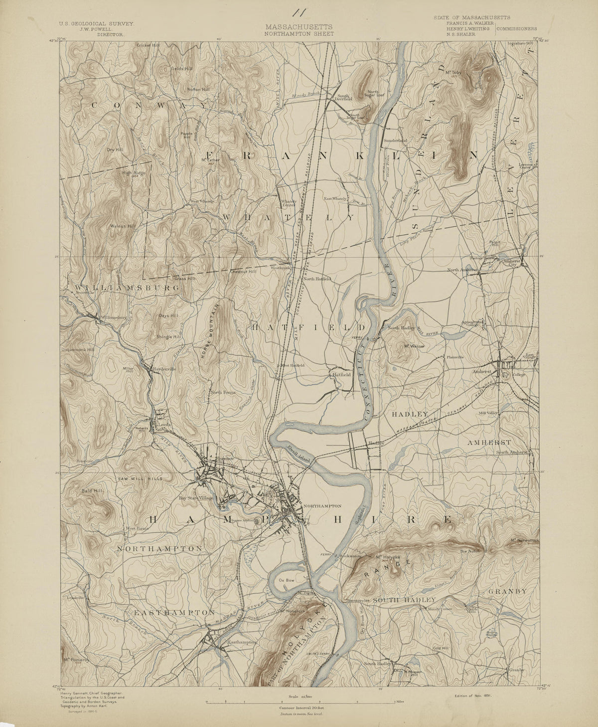 Massachusetts, Northampton Sheet from Atlas of Massachusetts 1890 by Relic Map Company