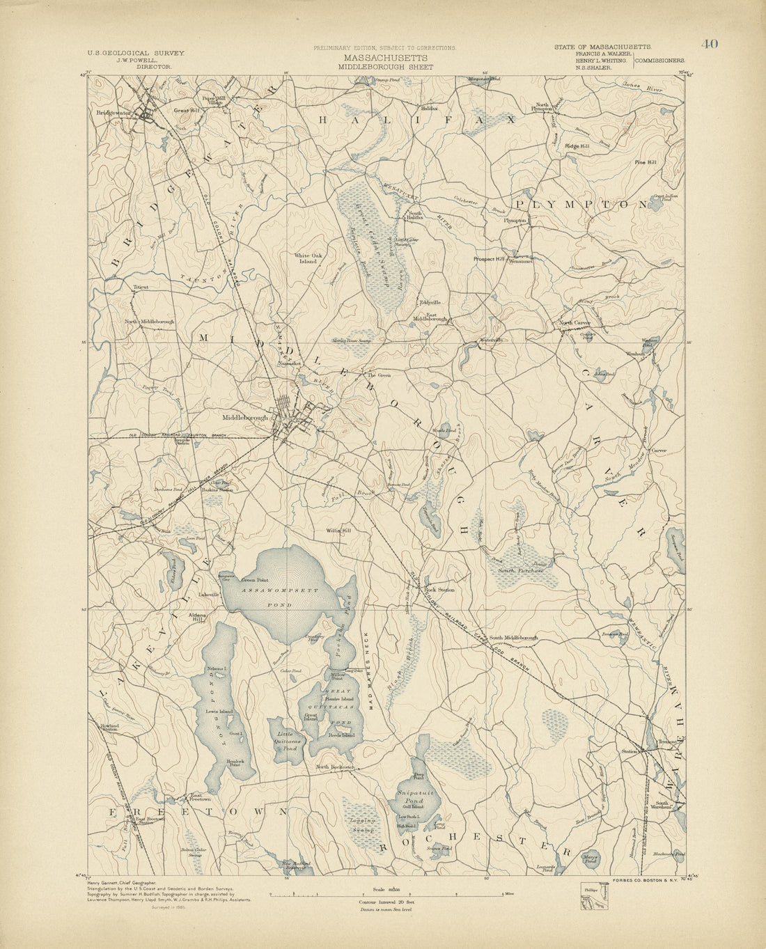 Massachusetts - Middleborough Sheet from Atlas of Massachusetts 1890 by Relic Map Company