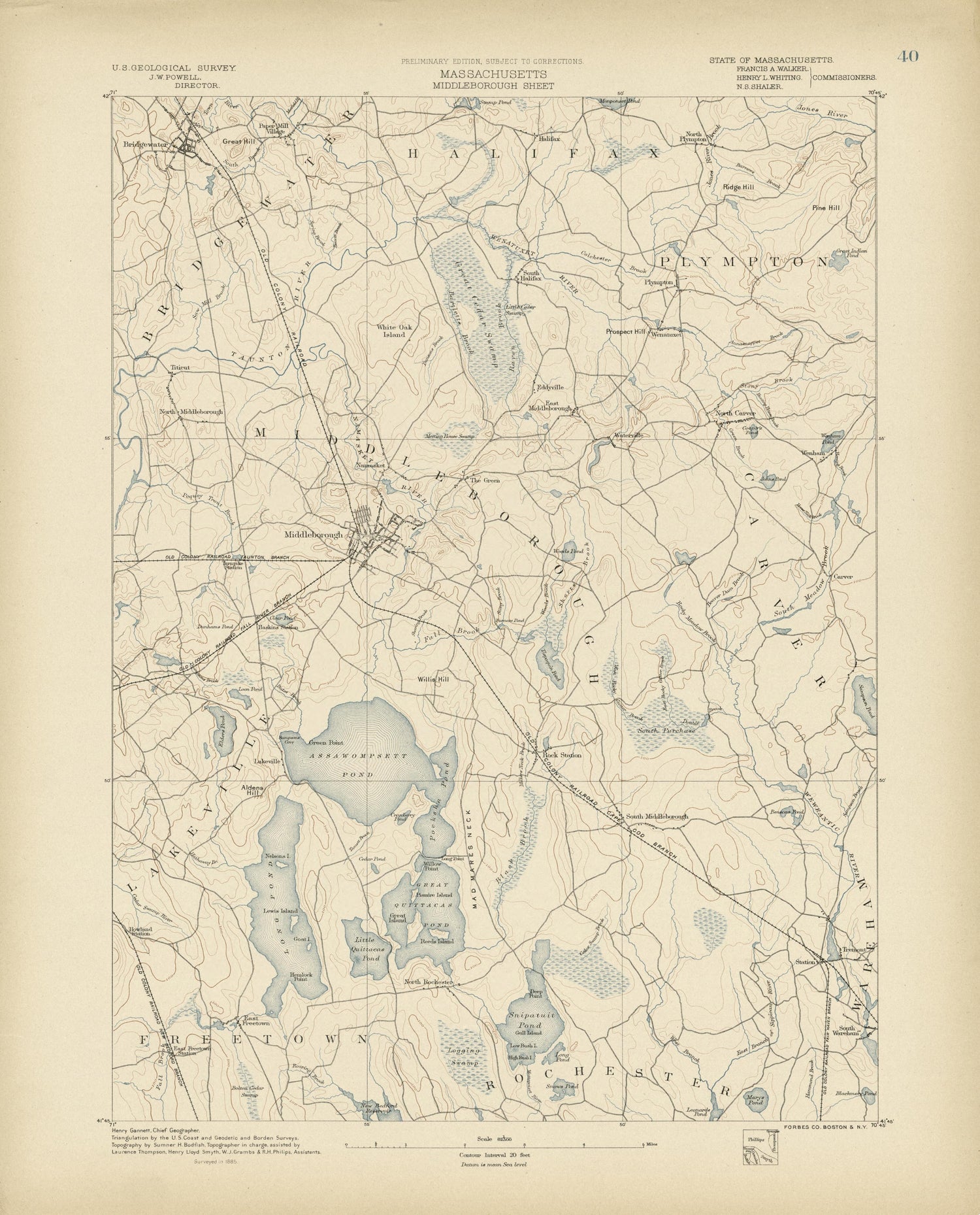 Massachusetts - Middleborough Sheet from Atlas of Massachusetts 1890 by Relic Map Company