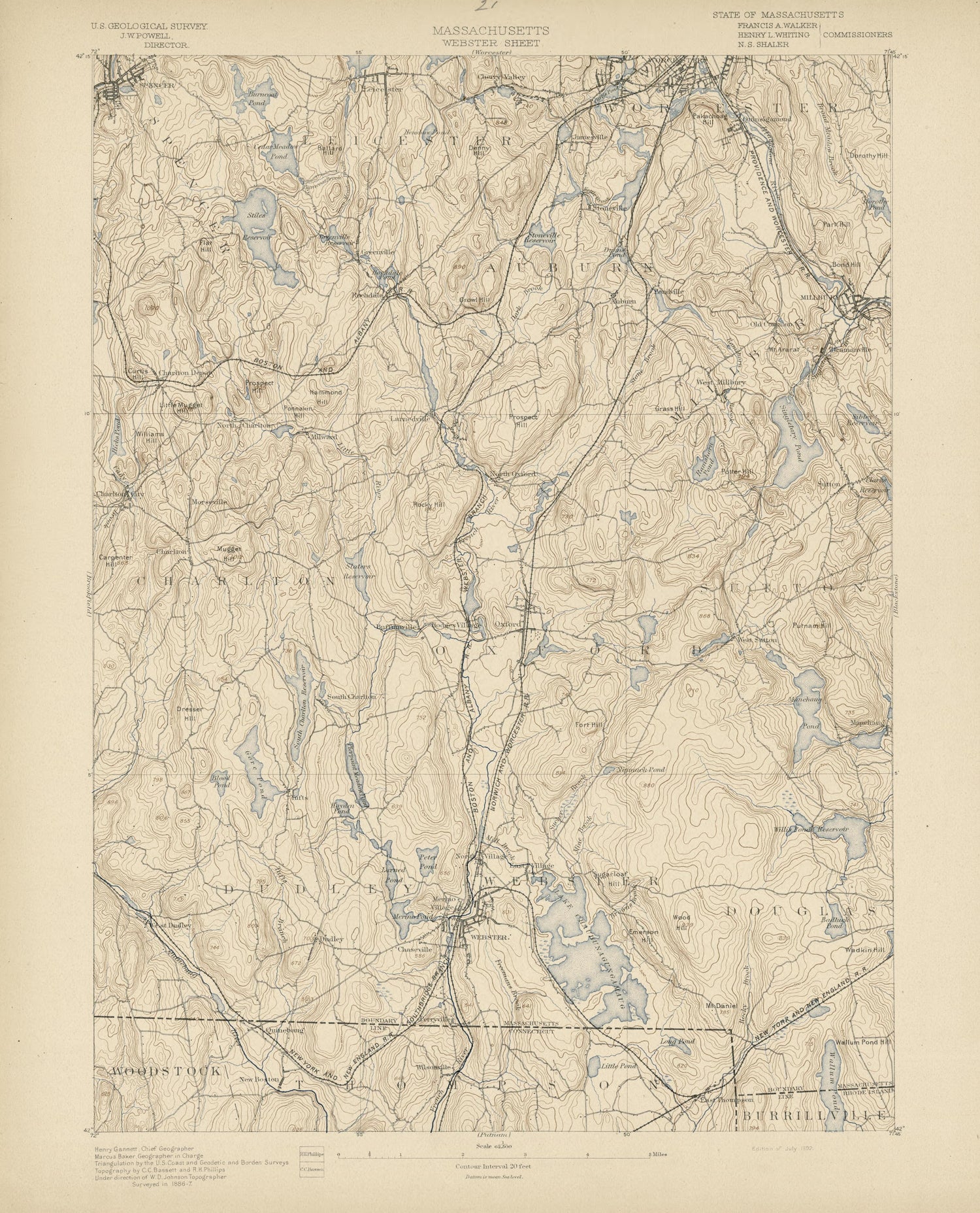 Massachusetts, Webster Sheet from Atlas of Massachusetts 1890 by Relic Map Company