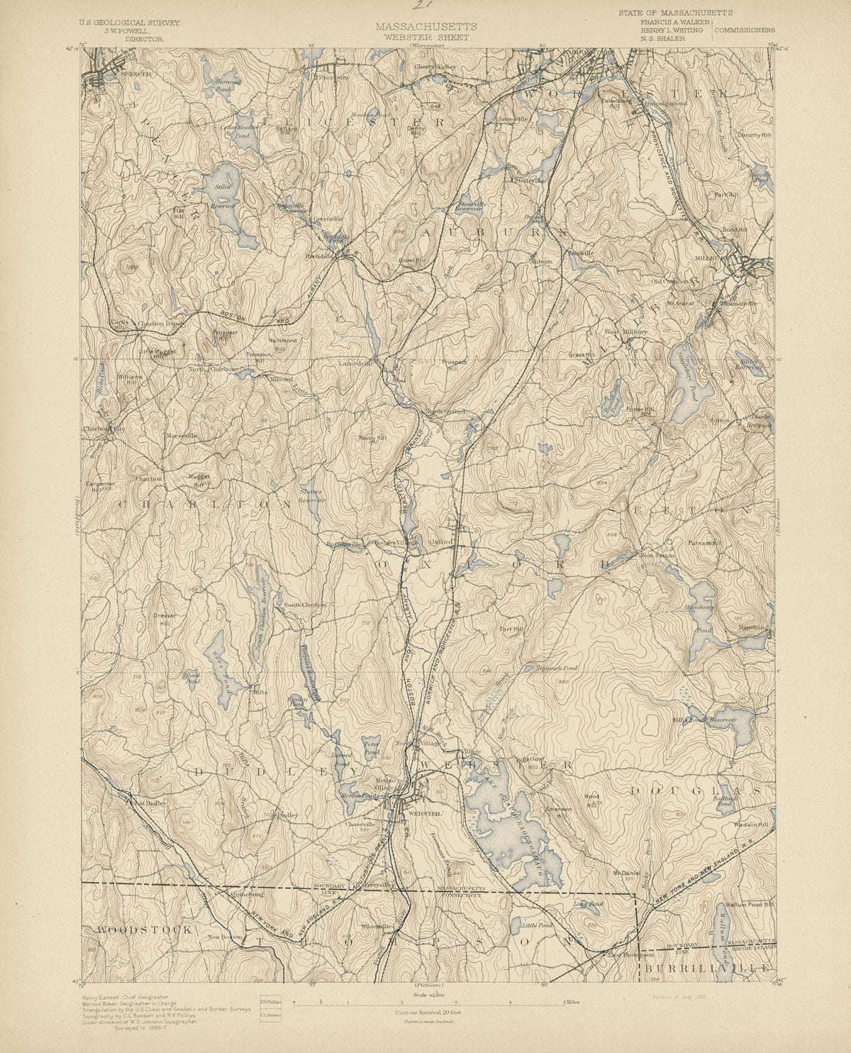 Massachusetts, Webster Sheet from Atlas of Massachusetts 1890 by Relic Map Company