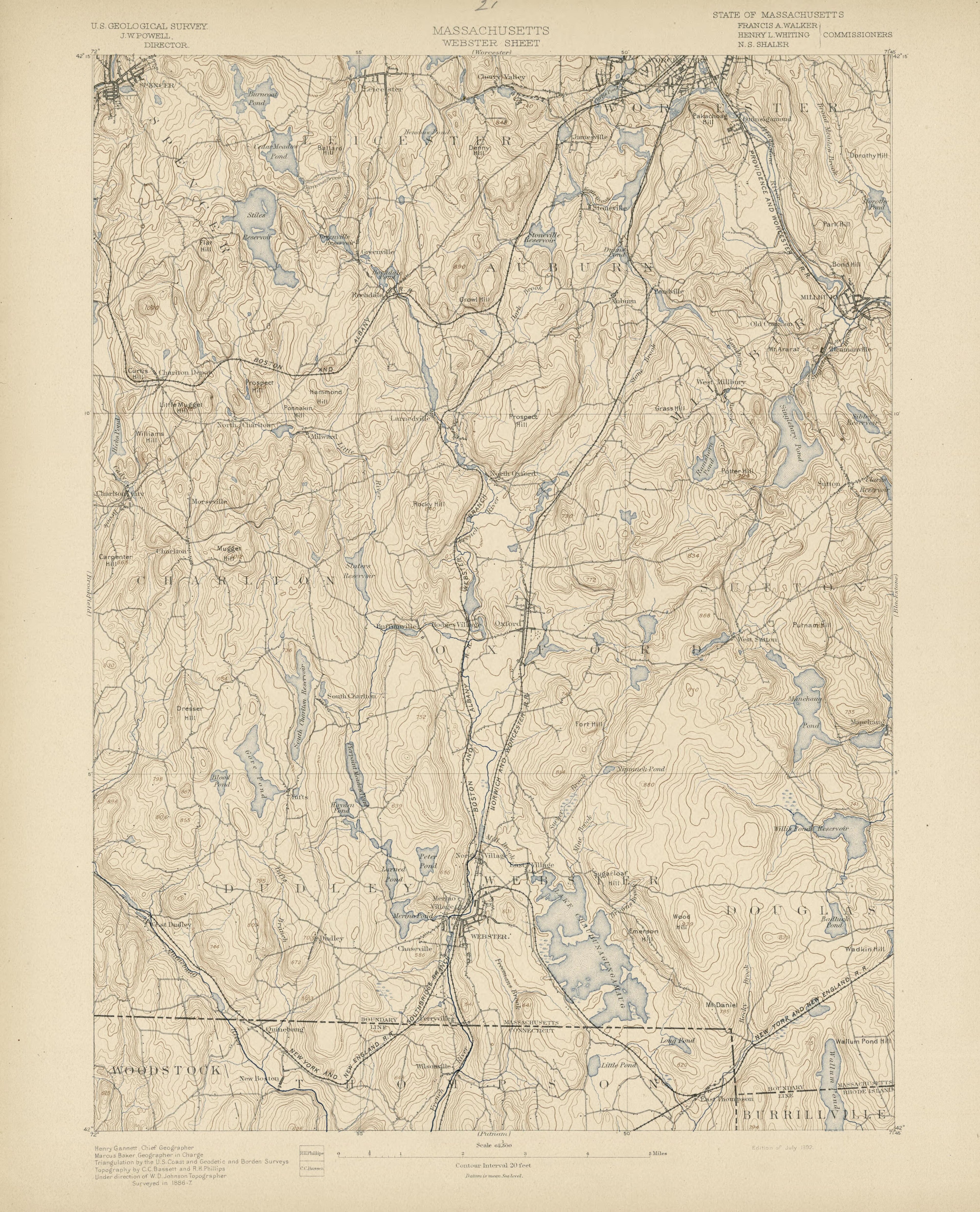 Massachusetts, Webster Sheet from Atlas of Massachusetts 1890 by Relic Map Company