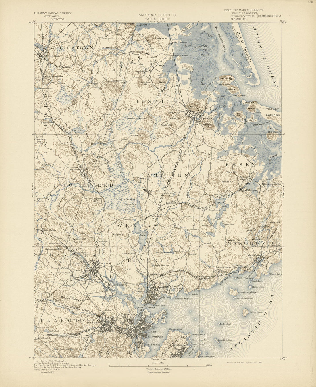Massachusetts - Salem Sheet from Atlas of Massachusetts 1890 by Relic Map Company
