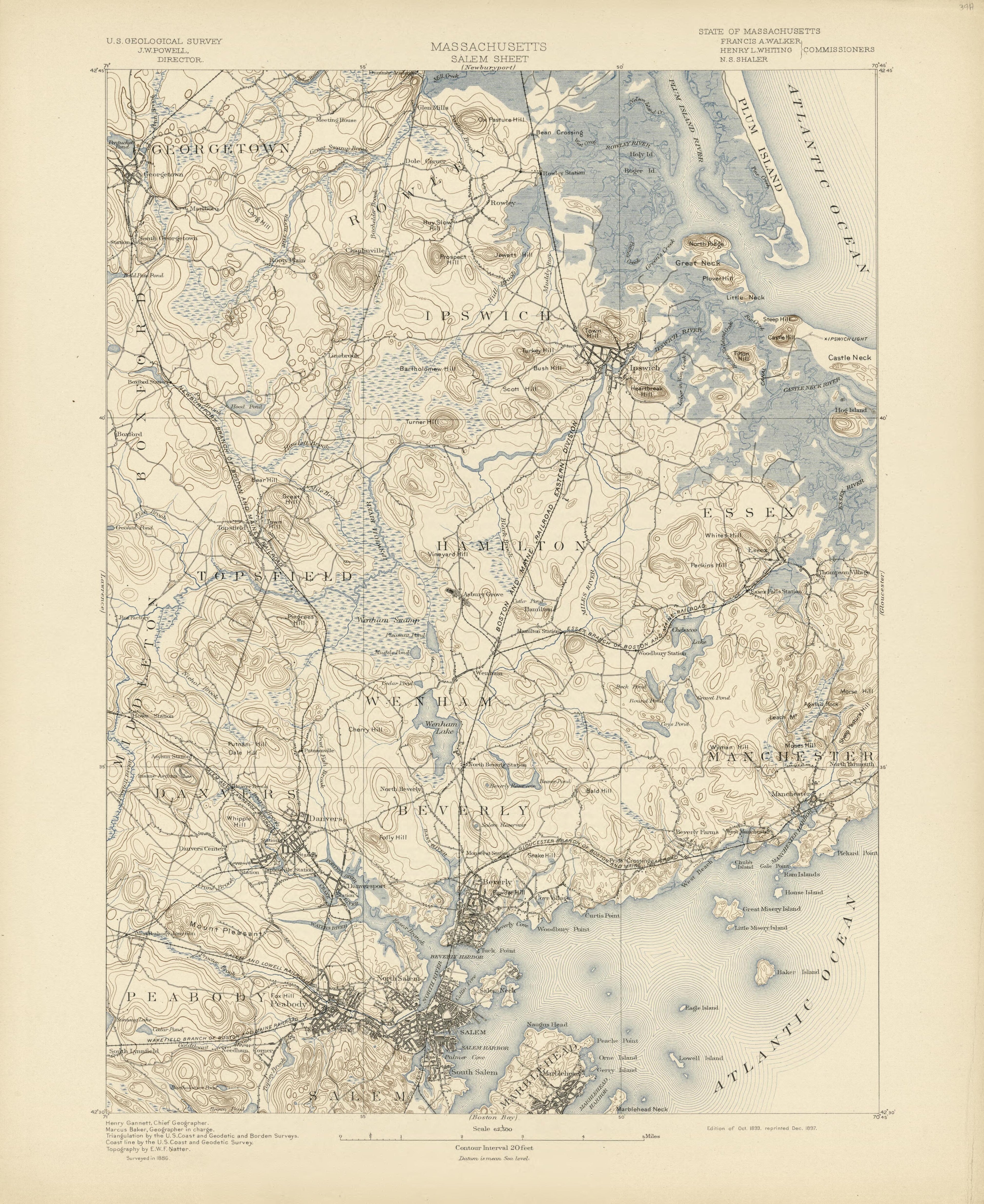Massachusetts - Salem Sheet from Atlas of Massachusetts 1890 by Relic Map Company
