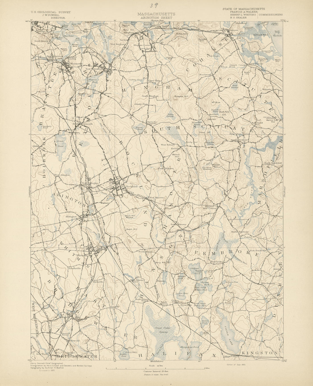 Massachusetts - Abington Sheet from Atlas of Massachusetts 1890 by Relic Map Company