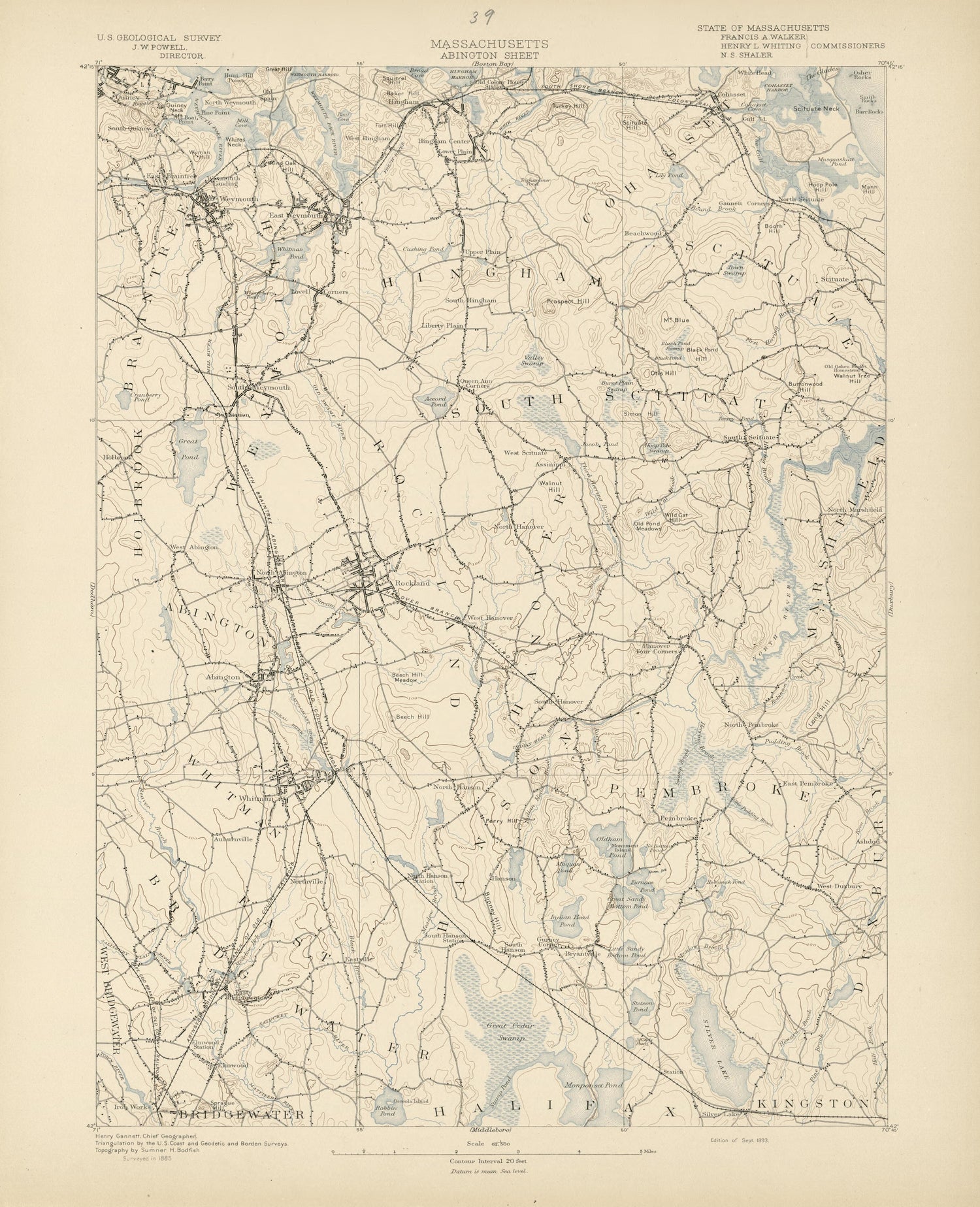 Massachusetts - Abington Sheet from Atlas of Massachusetts 1890 by Relic Map Company