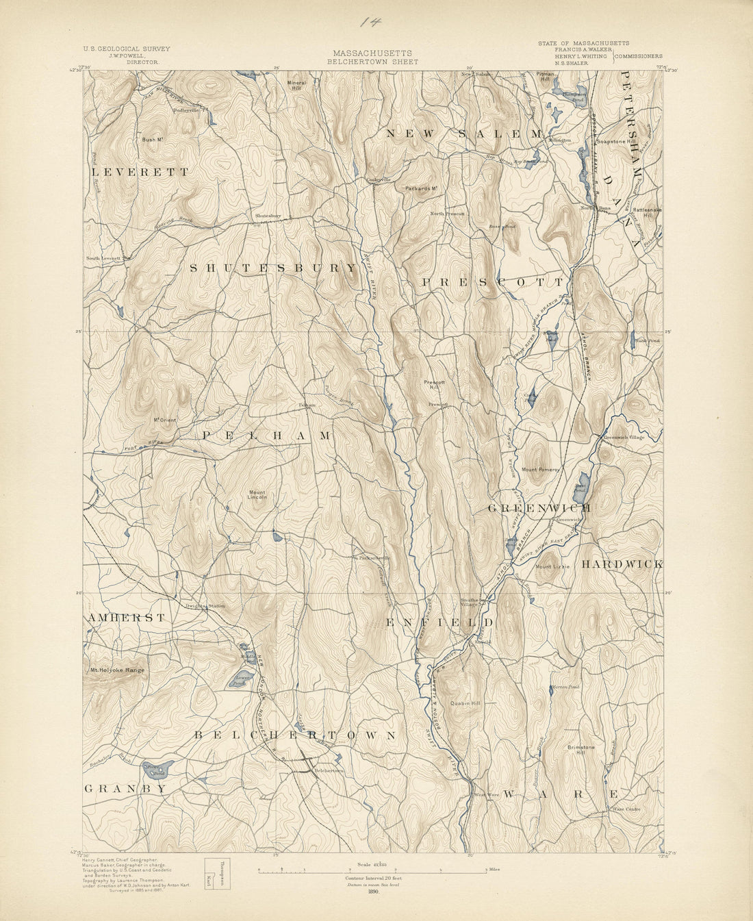 Massachusetts, Belchertown Sheet from Atlas of Massachusetts 1890 by Relic Map Company