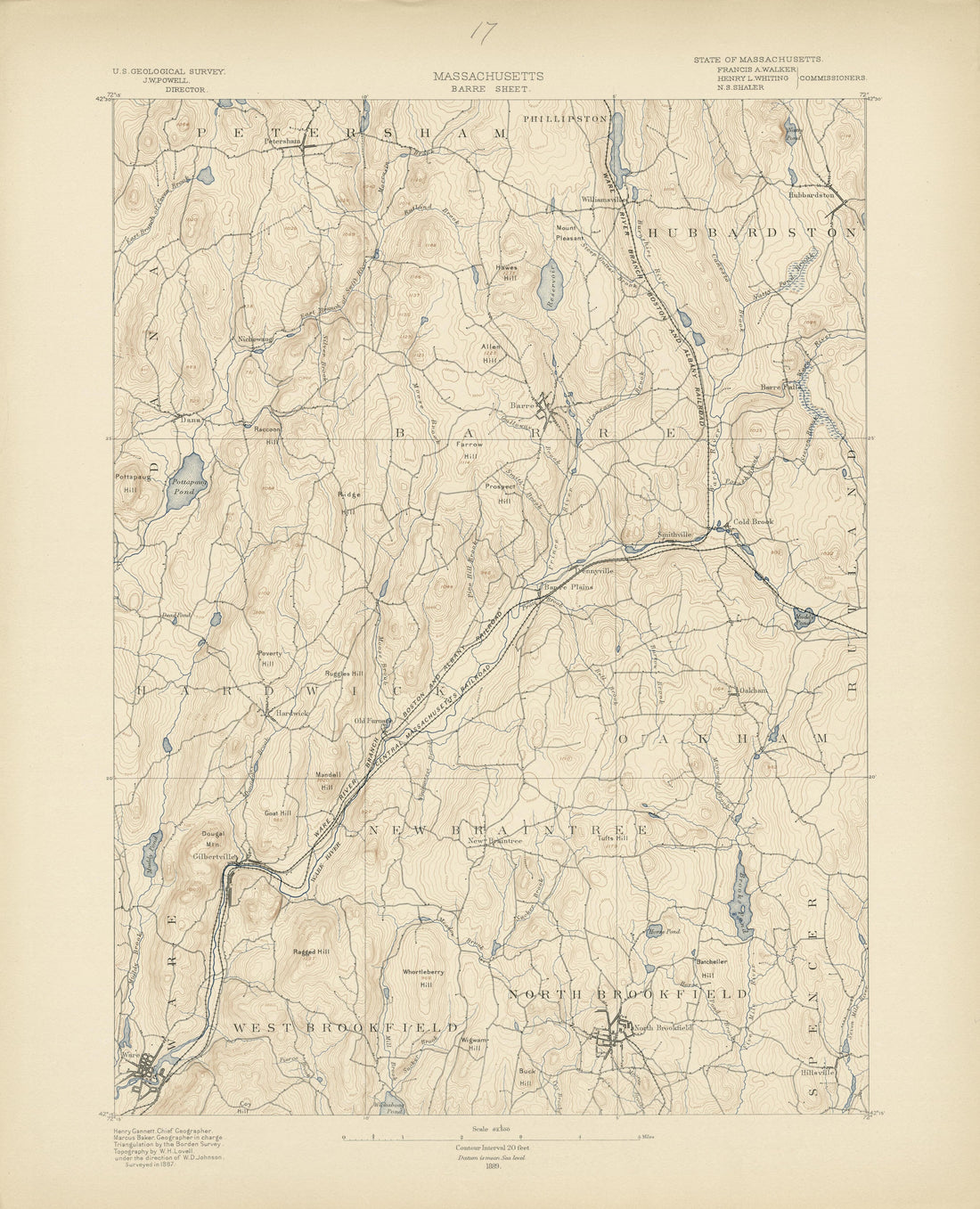 Massachusetts, Barre Sheet from Atlas of Massachusetts 1890 by Relic Map Company