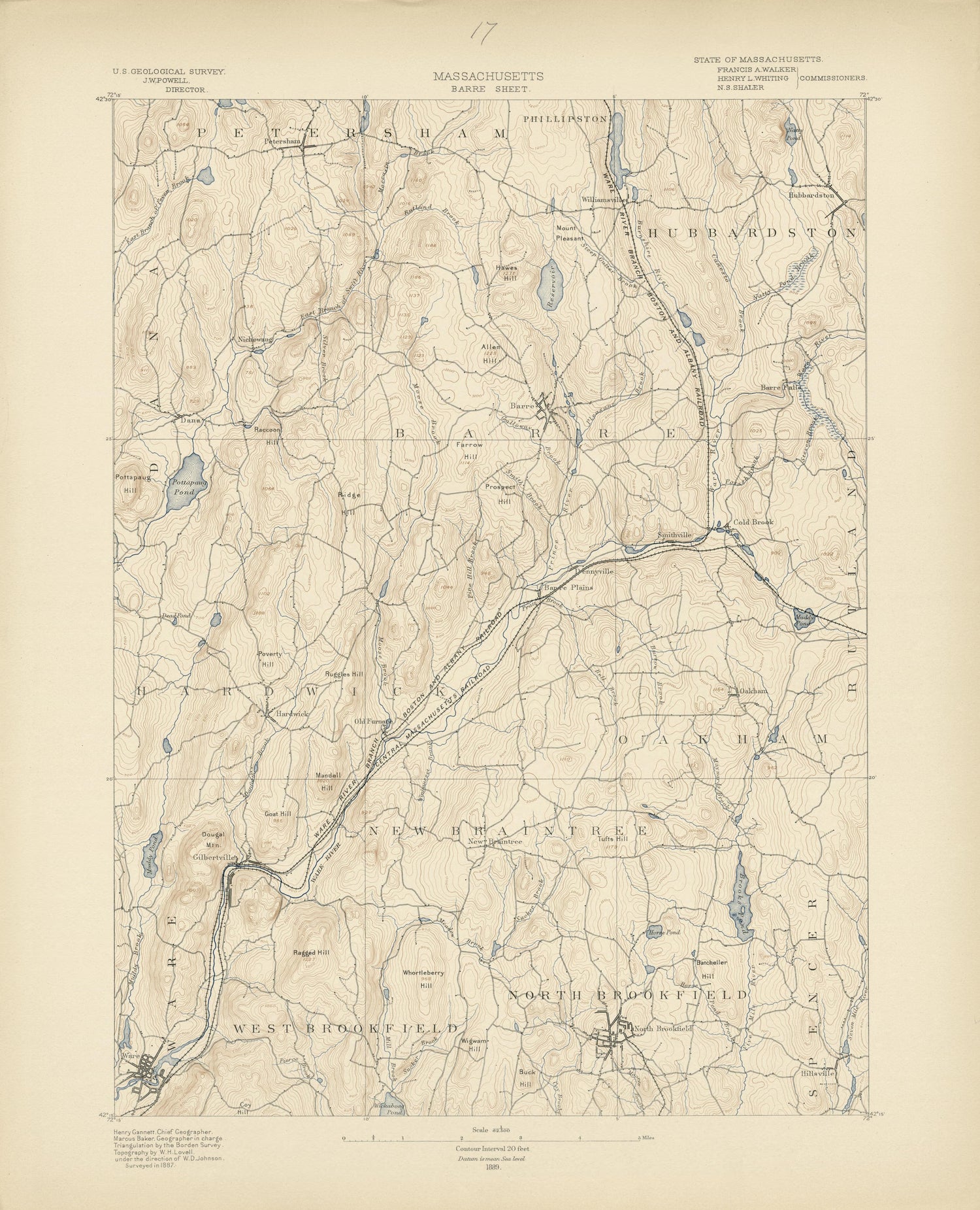 Massachusetts, Barre Sheet from Atlas of Massachusetts 1890 by Relic Map Company