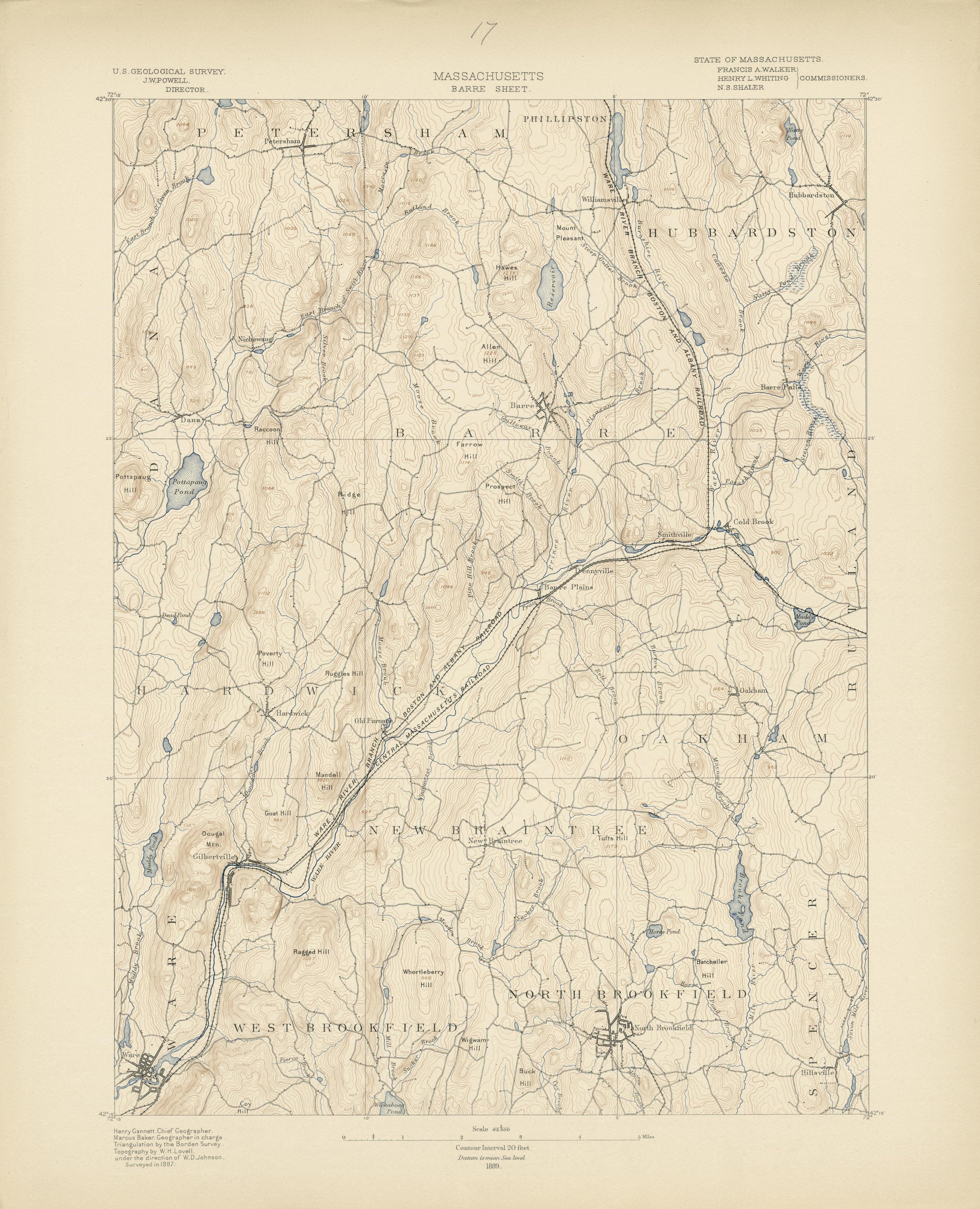 Massachusetts, Barre Sheet from Atlas of Massachusetts 1890 by Relic Map Company