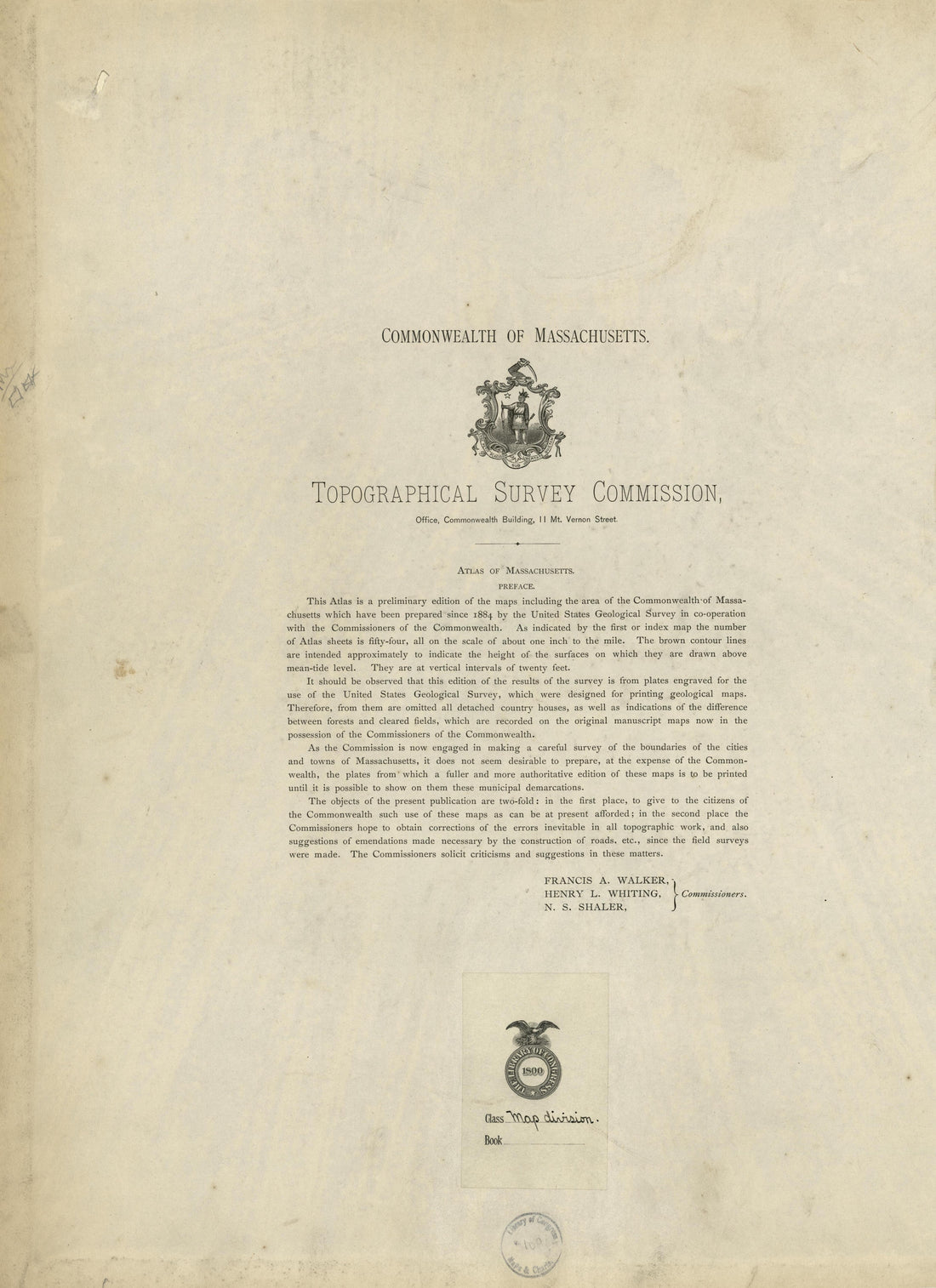 Commonwealth of Massachusetts, Topographical Survey Commision from Atlas of Massachusetts 1890 by Relic Map Company