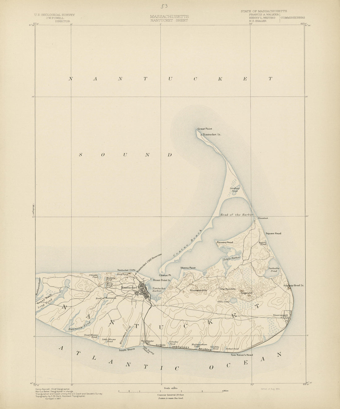 Massachusetts - Nantucket Sheet from Atlas of Massachusetts 1890 by Relic Map Company