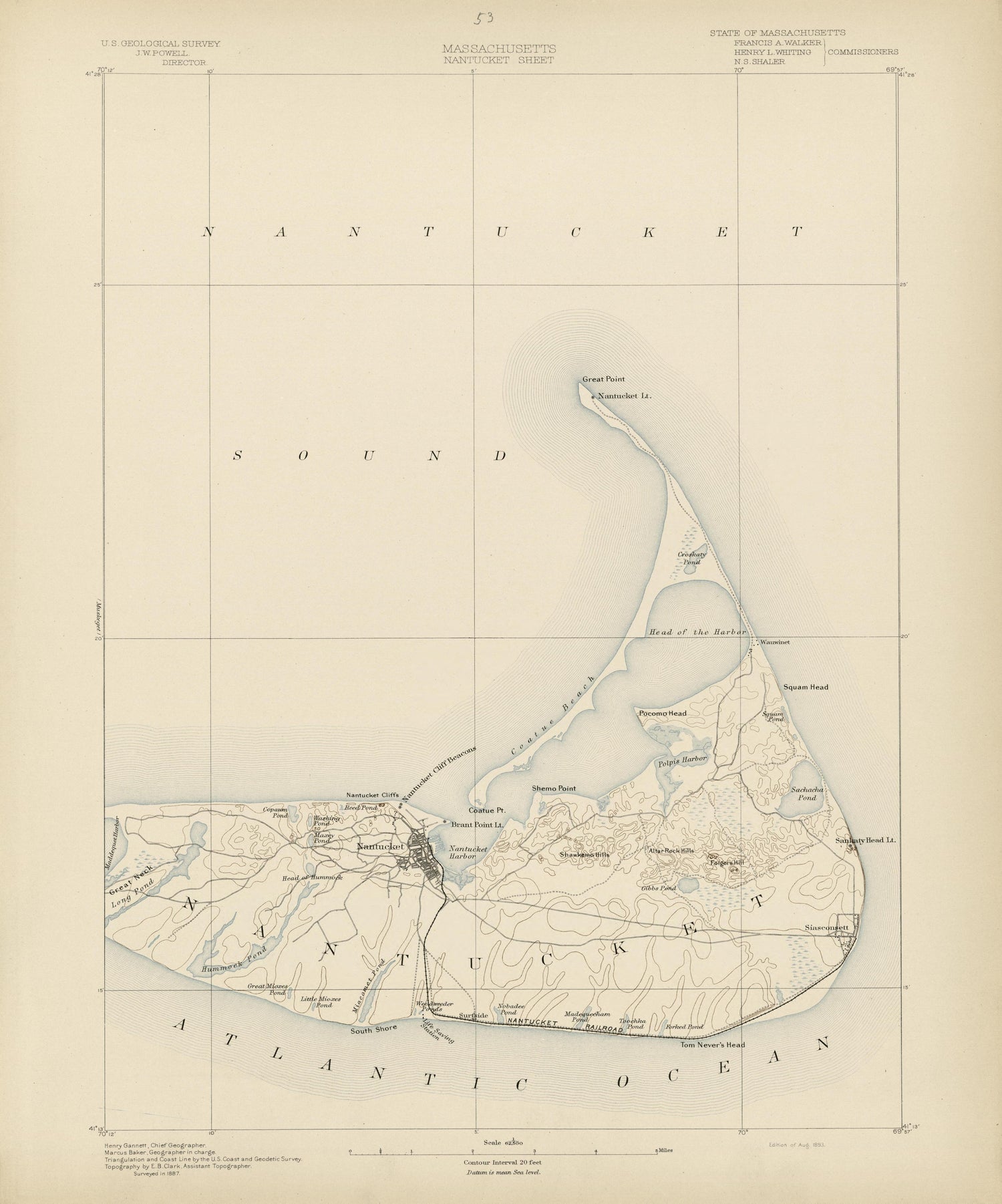 Massachusetts - Nantucket Sheet from Atlas of Massachusetts 1890 by Relic Map Company