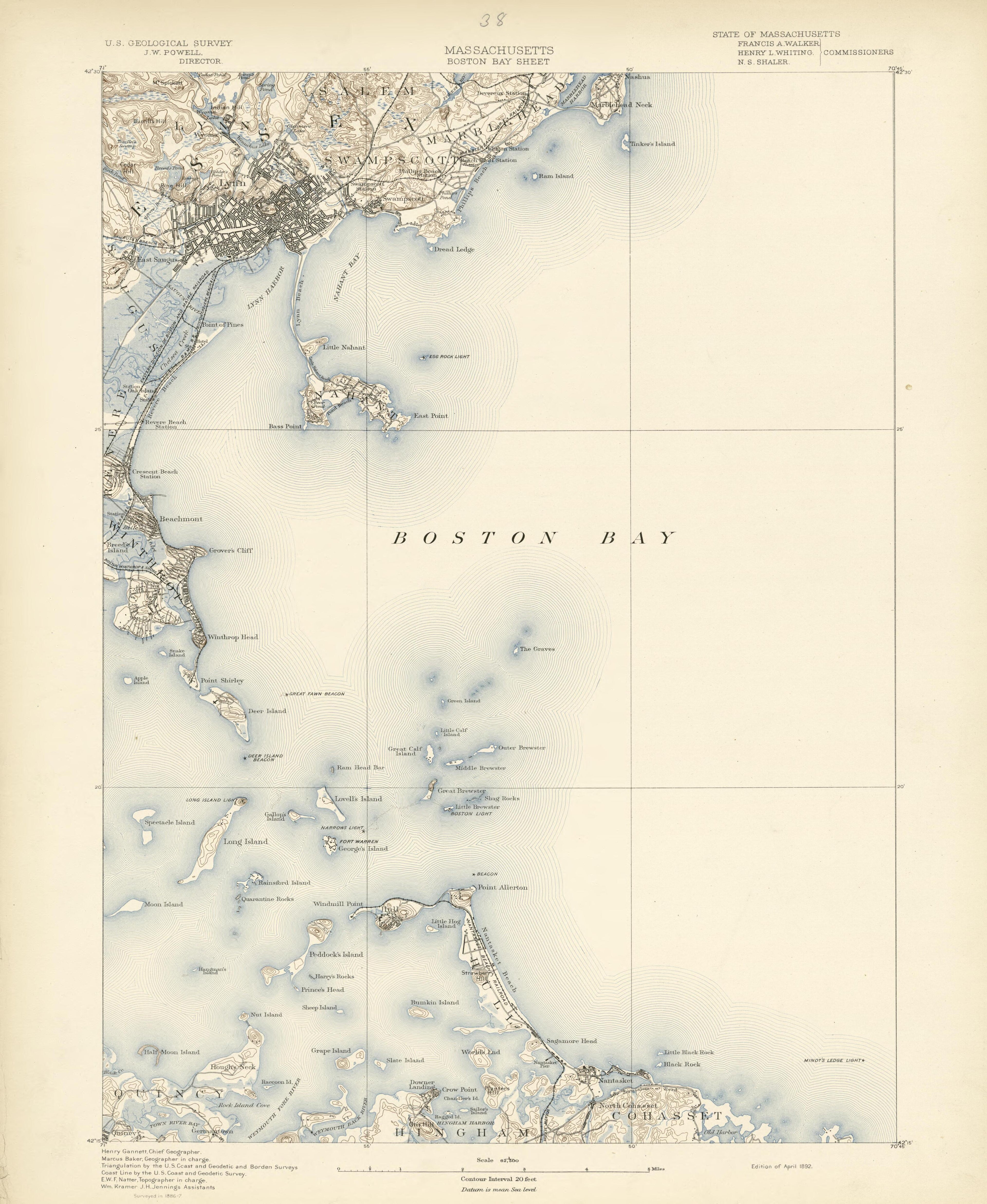 Massachusetts - Boston Bay Sheet from Atlas of Massachusetts 1890 by Relic Map Company