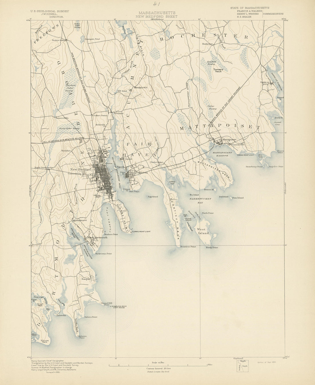 Massachusetts - New Bedford Sheet from Atlas of Massachusetts 1890 by Relic Map Company