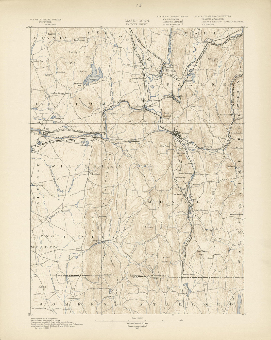 Massachusetts - Connecticut, Palmer Sheet from Atlas of Massachusetts 1890 by Relic Map Company