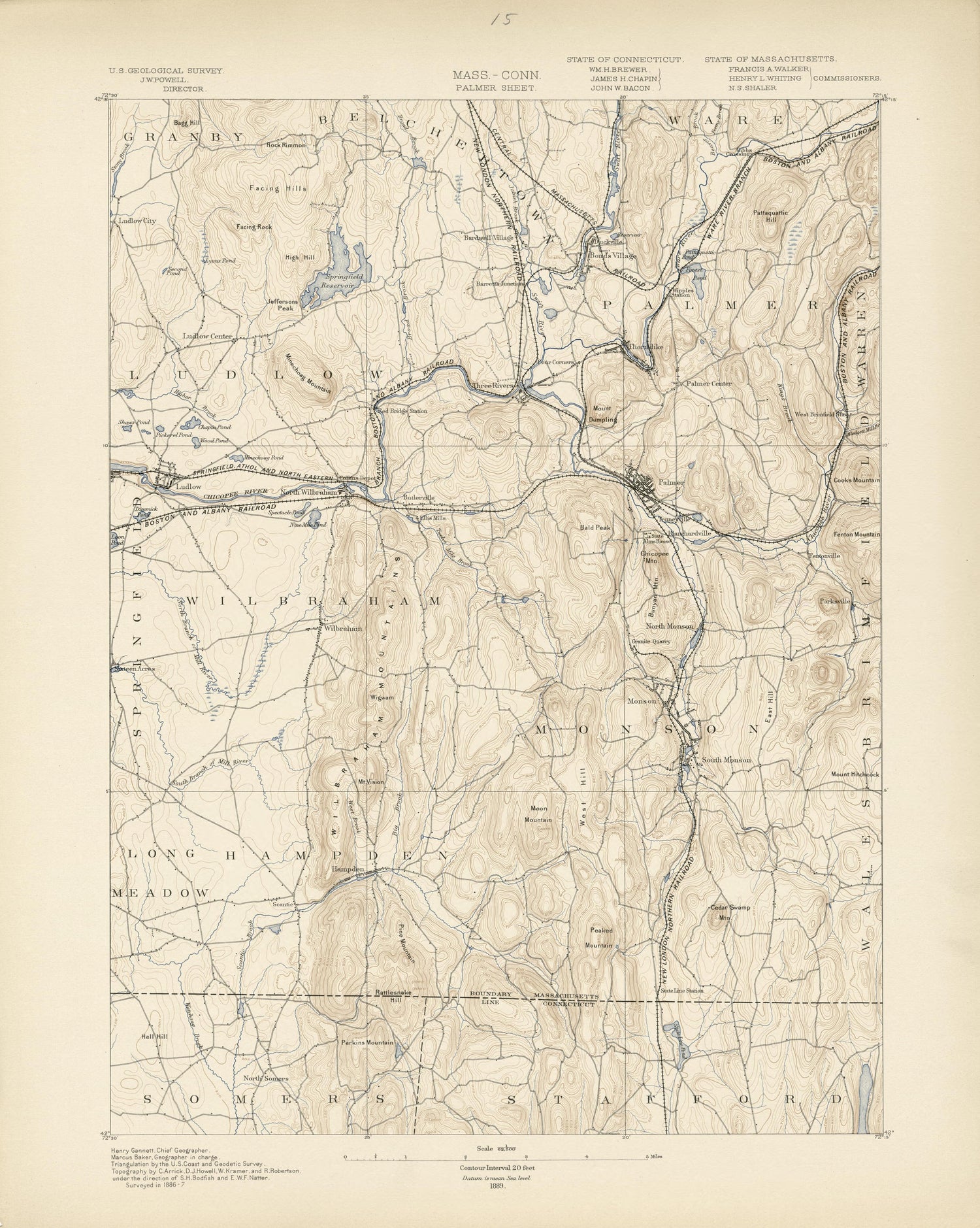 Massachusetts - Connecticut, Palmer Sheet from Atlas of Massachusetts 1890 by Relic Map Company