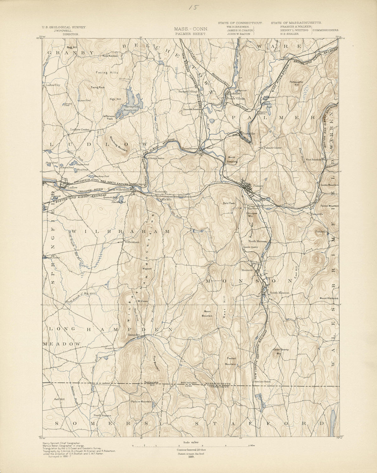 Massachusetts - Connecticut, Palmer Sheet from Atlas of Massachusetts 1890 by Relic Map Company