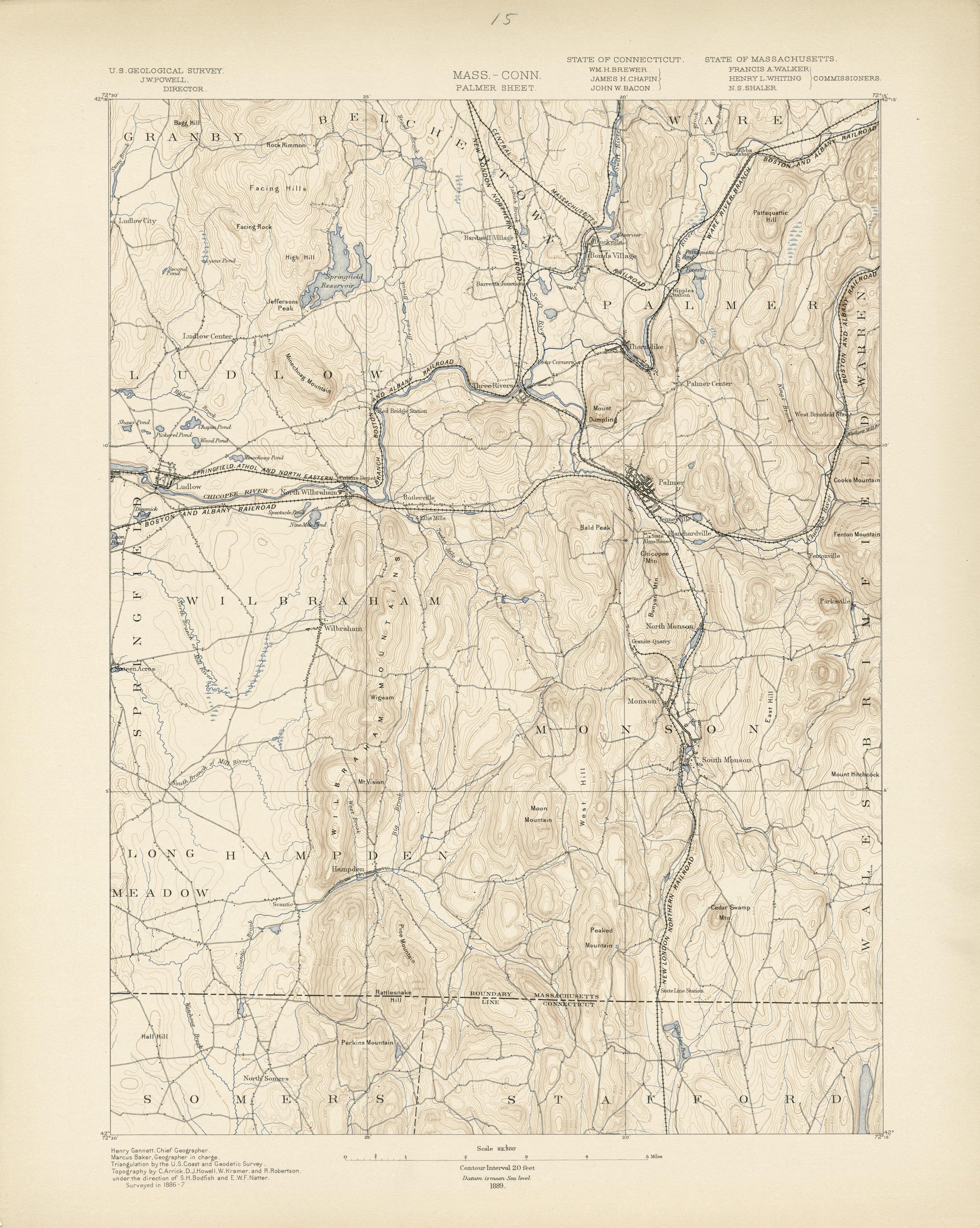 Massachusetts - Connecticut, Palmer Sheet from Atlas of Massachusetts 1890 by Relic Map Company
