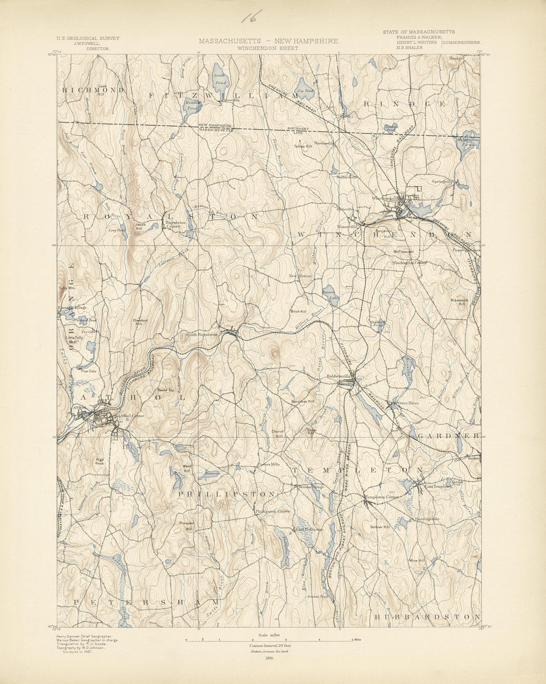 Massachusetts - New Hampshire, Winchendon Sheet from Atlas of Massachusetts 1890 by Relic Map Company