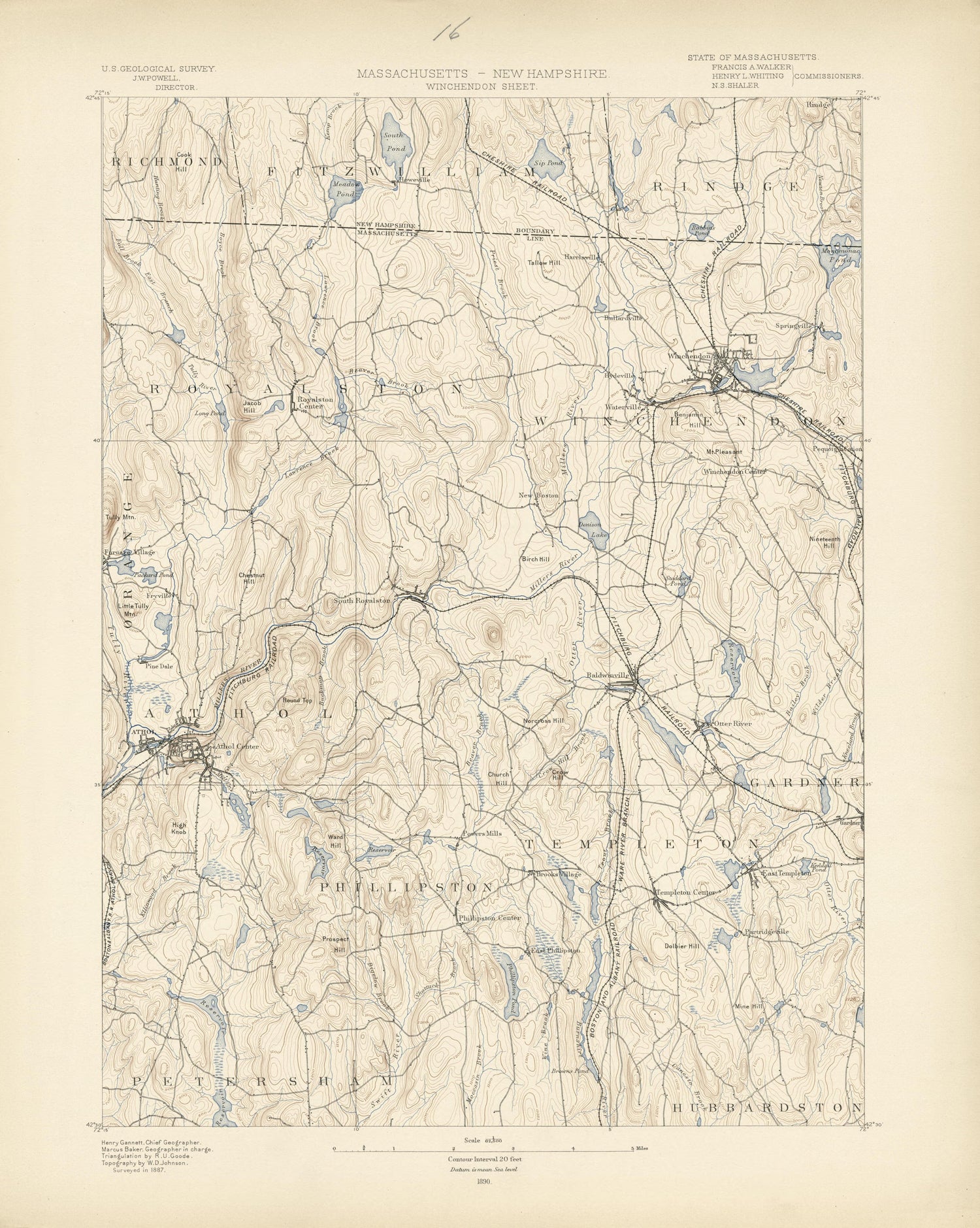 Massachusetts - New Hampshire, Winchendon Sheet from Atlas of Massachusetts 1890 by Relic Map Company