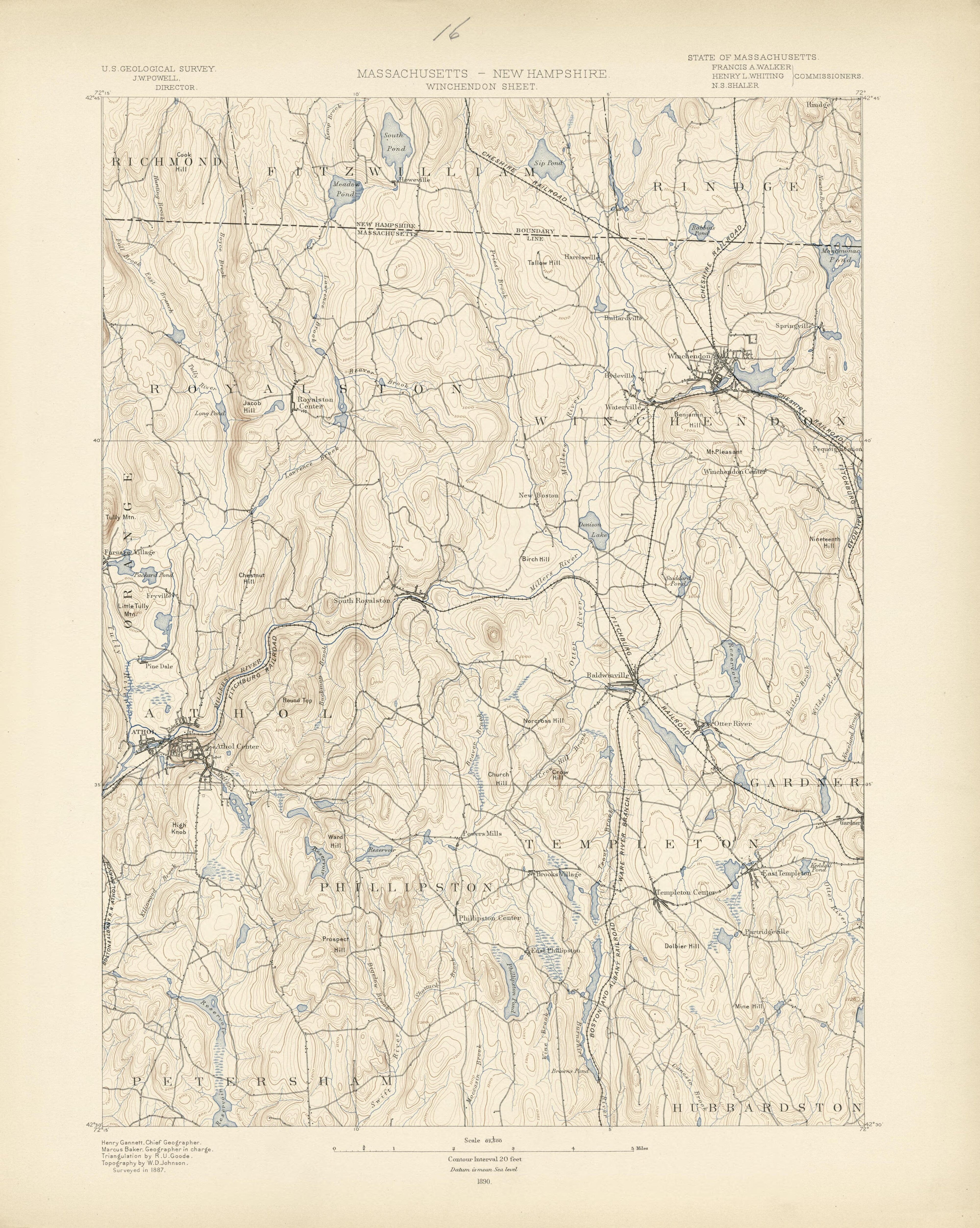 Massachusetts - New Hampshire, Winchendon Sheet from Atlas of Massachusetts 1890 by Relic Map Company