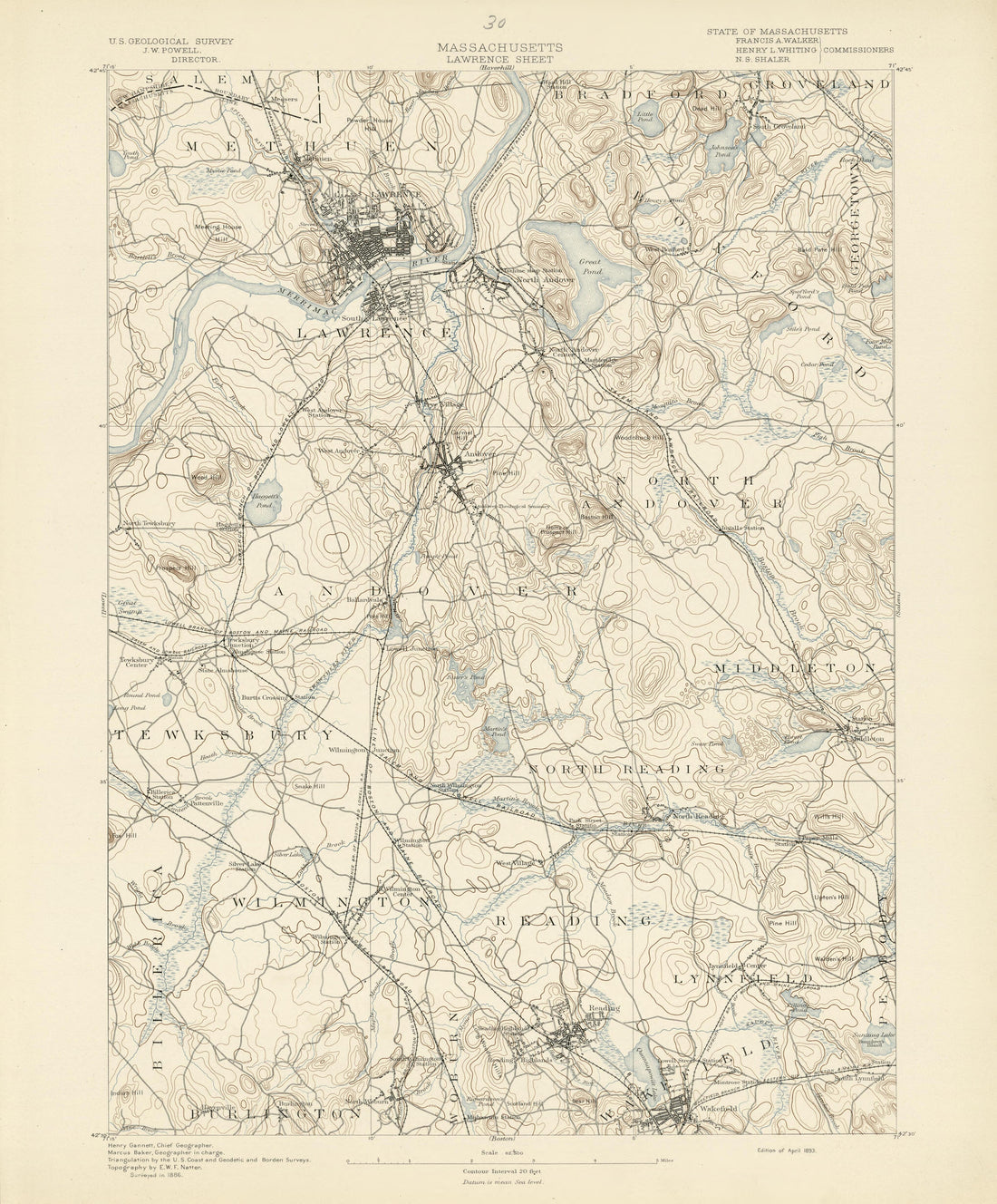 Massachusetts, Lawrence Sheet from Atlas of Massachusetts 1890 by Relic Map Company