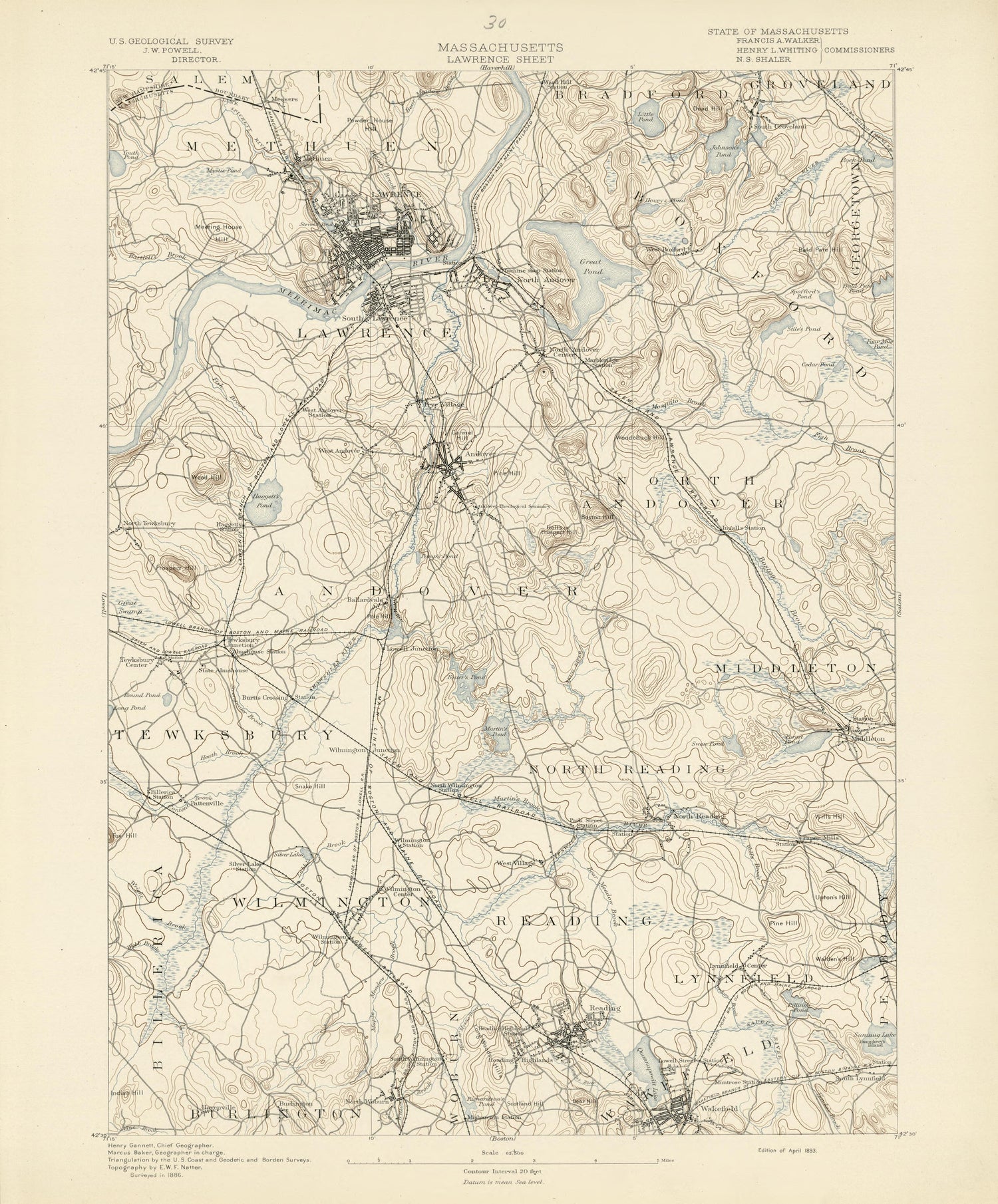 Massachusetts, Lawrence Sheet from Atlas of Massachusetts 1890 by Relic Map Company