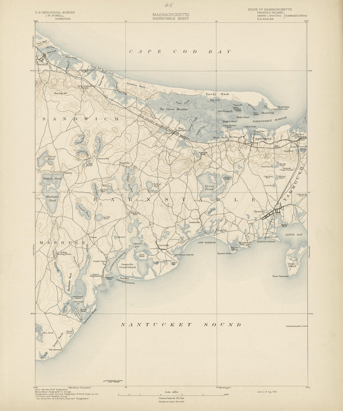 Massachusetts - Barnstable Sheet from Atlas of Massachusetts 1890 by Relic Map Company