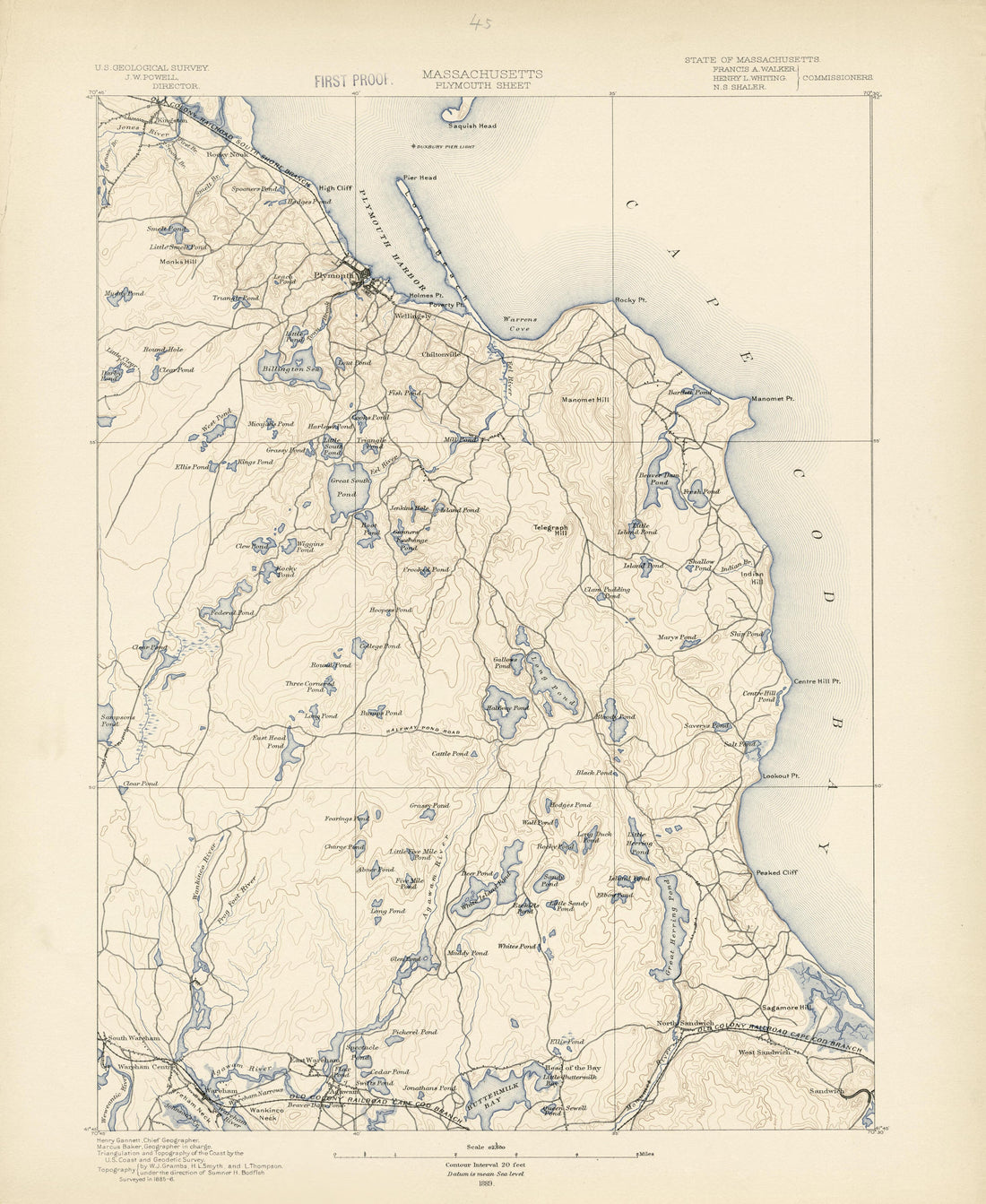 Massachusetts - Plymouth Sheet from Atlas of Massachusetts 1890 by Relic Map Company
