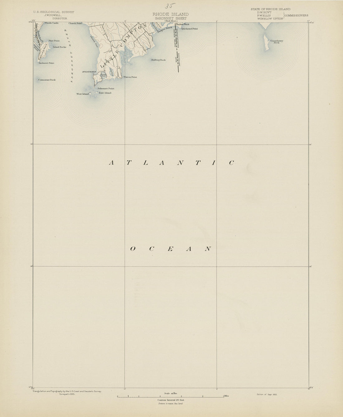 Rhode Island, Sakonnet Sheet from Atlas of Massachusetts 1890 by Relic Map Company