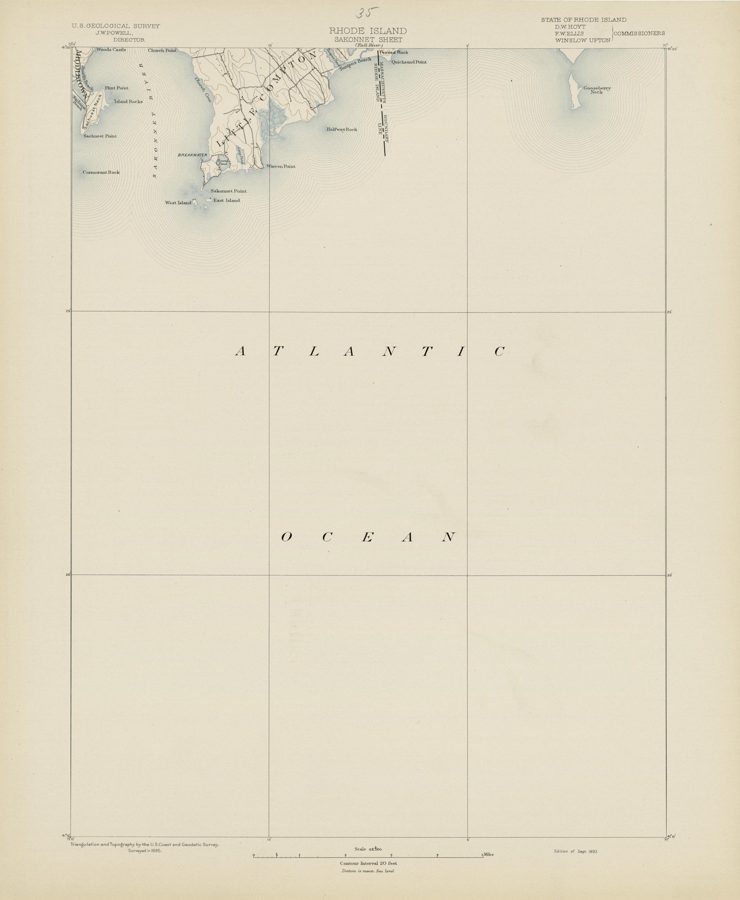 Rhode Island, Sakonnet Sheet from Atlas of Massachusetts 1890 by Relic Map Company