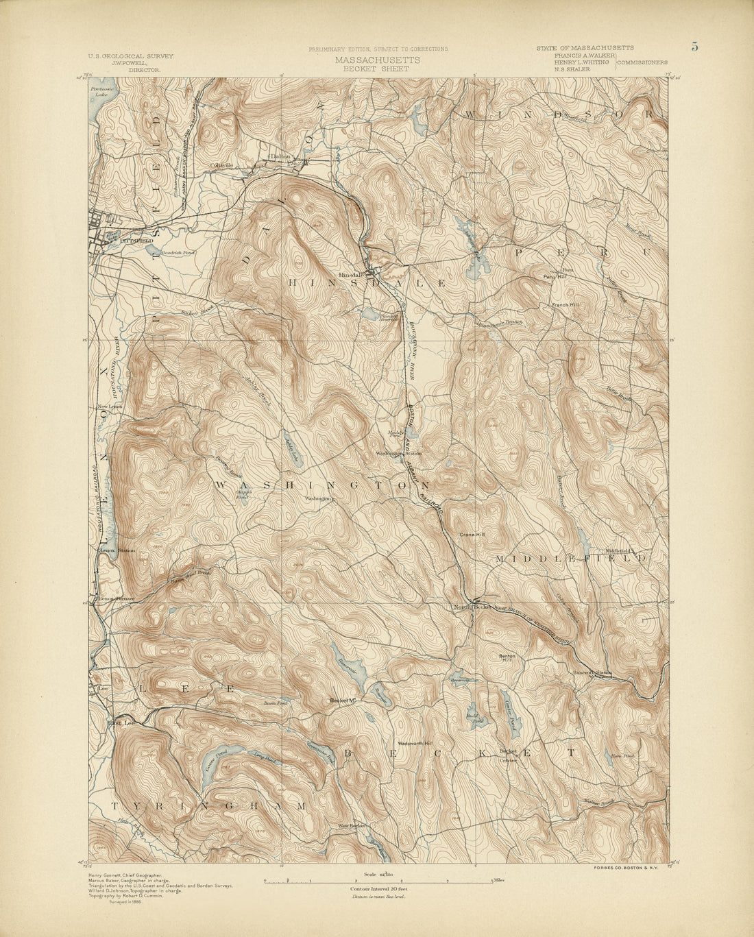 Massachusetts, Becket Sheet from Atlas of Massachusetts 1890 by Relic Map Company