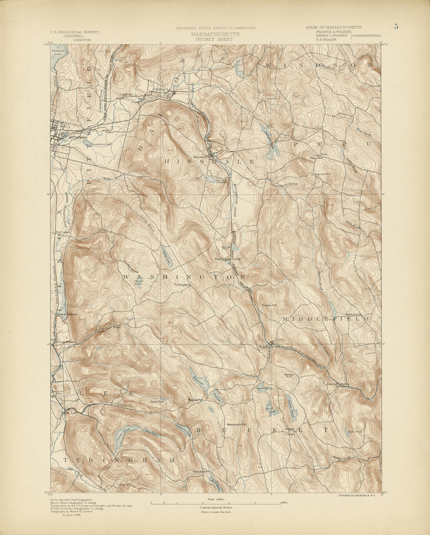 Massachusetts, Becket Sheet from Atlas of Massachusetts 1890 by Relic Map Company