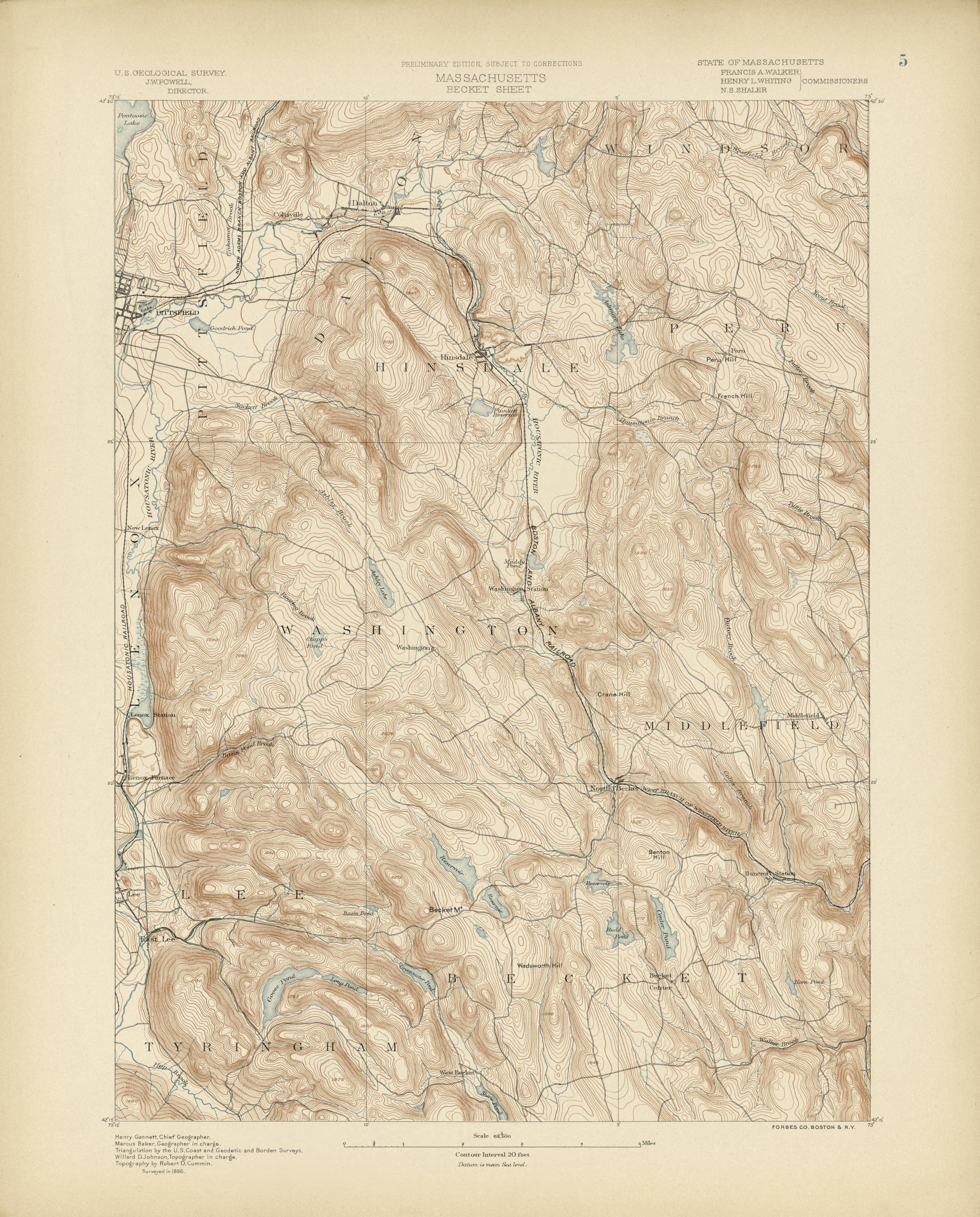 Massachusetts, Becket Sheet from Atlas of Massachusetts 1890 by Relic Map Company