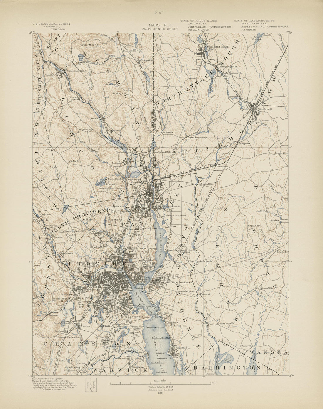 Massachusetts - Rhode Island, Providence Sheet from Atlas of Massachusetts 1890 by Relic Map Company